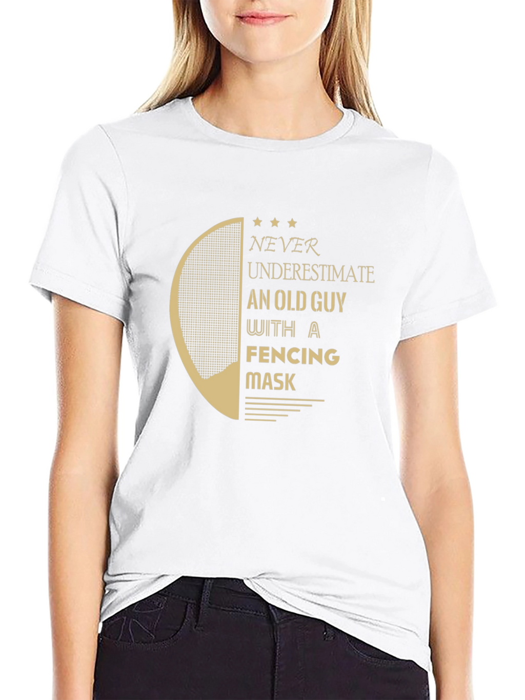 Never Underestimate Fencing Old Guy Black T-Shirt