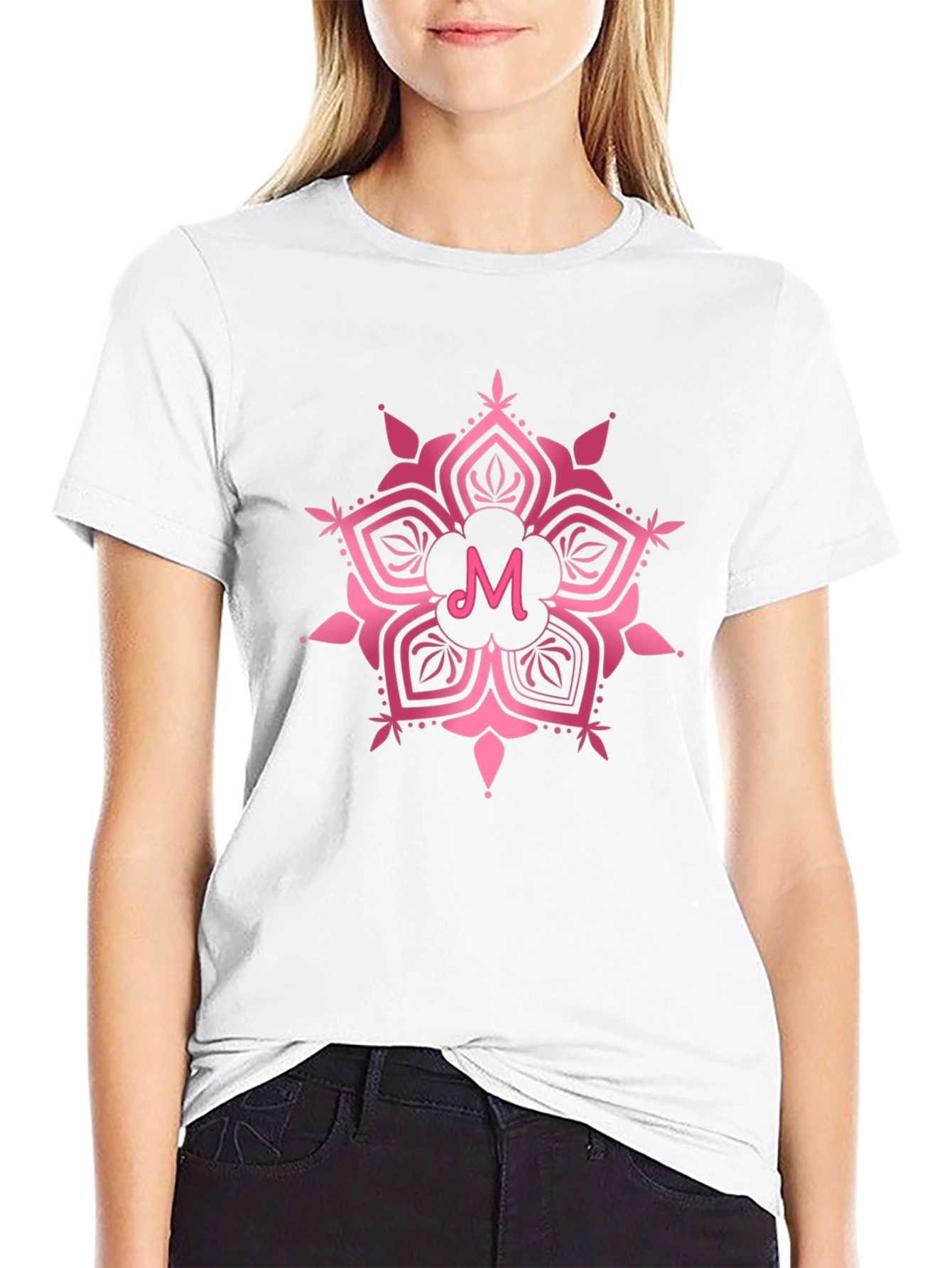 Pink Mandala M Letter T-Shirt