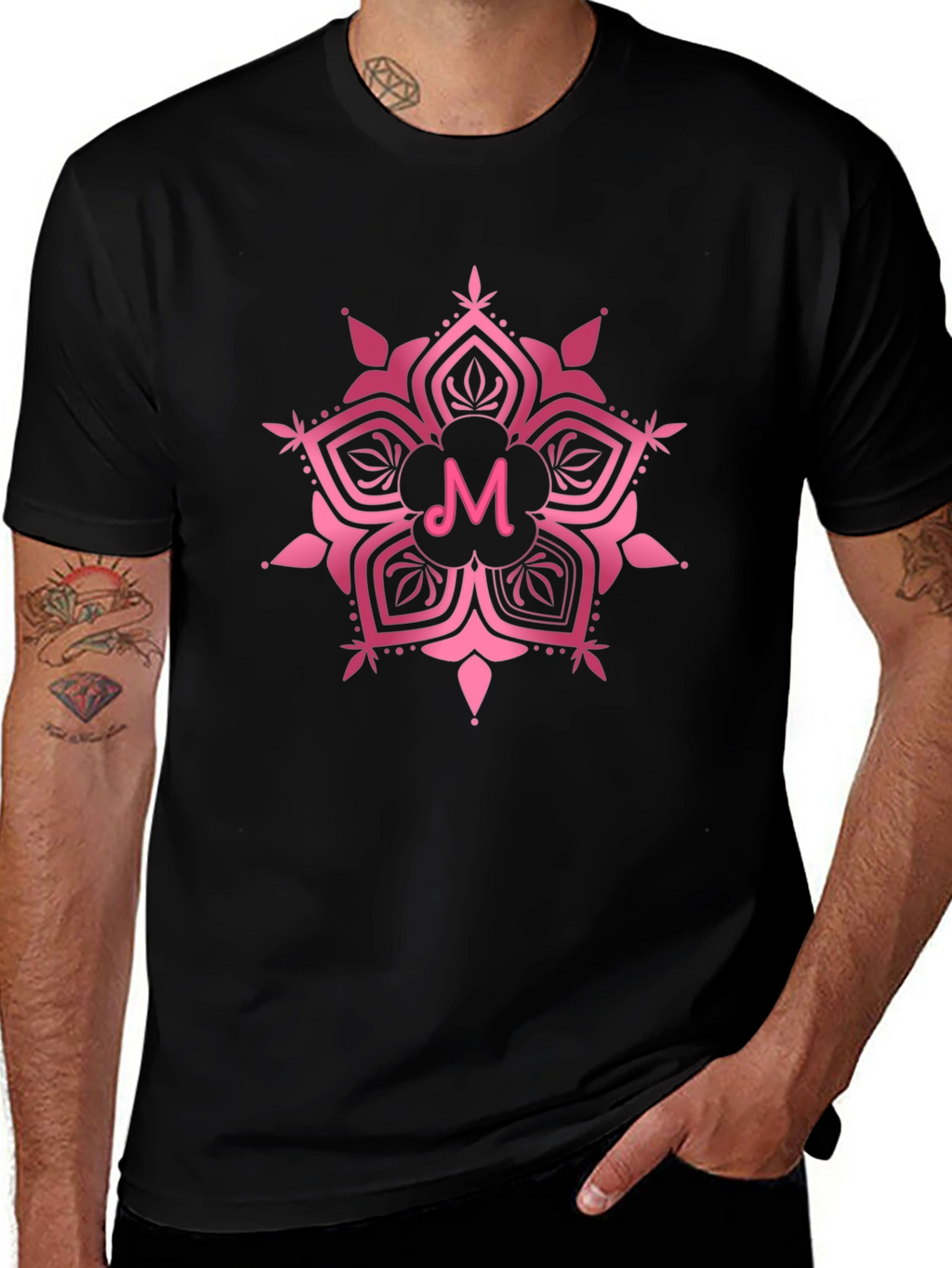 Pink Mandala M Letter T-Shirt