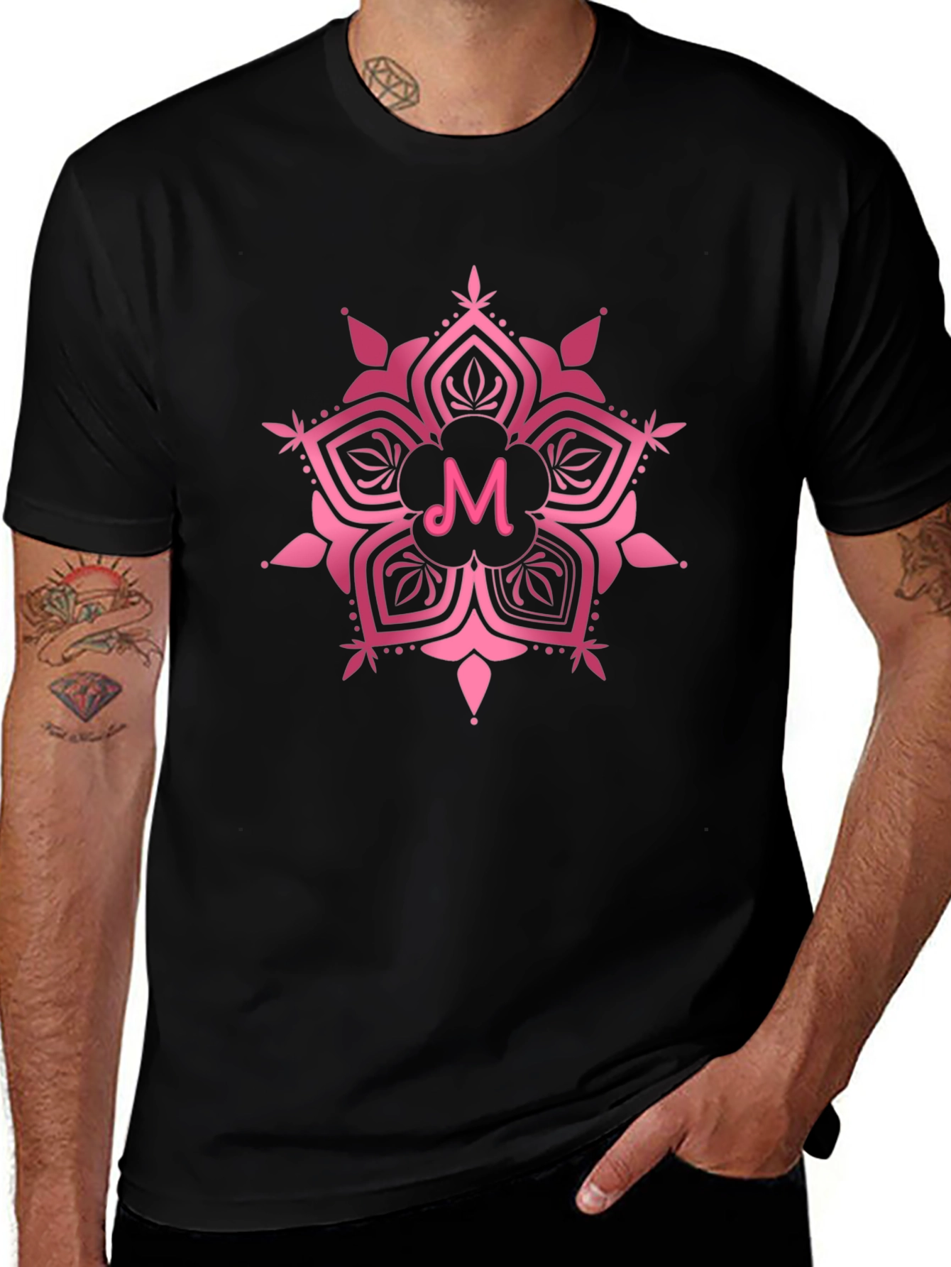 Pink Mandala M Letter T-Shirt