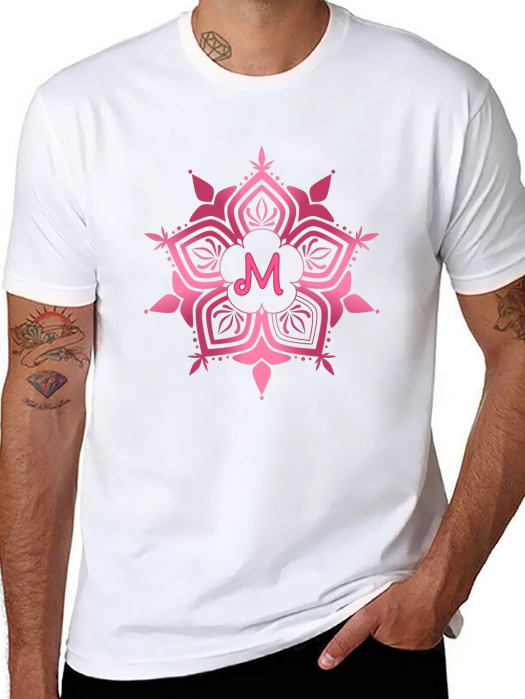 Pink Mandala M Letter T-Shirt
