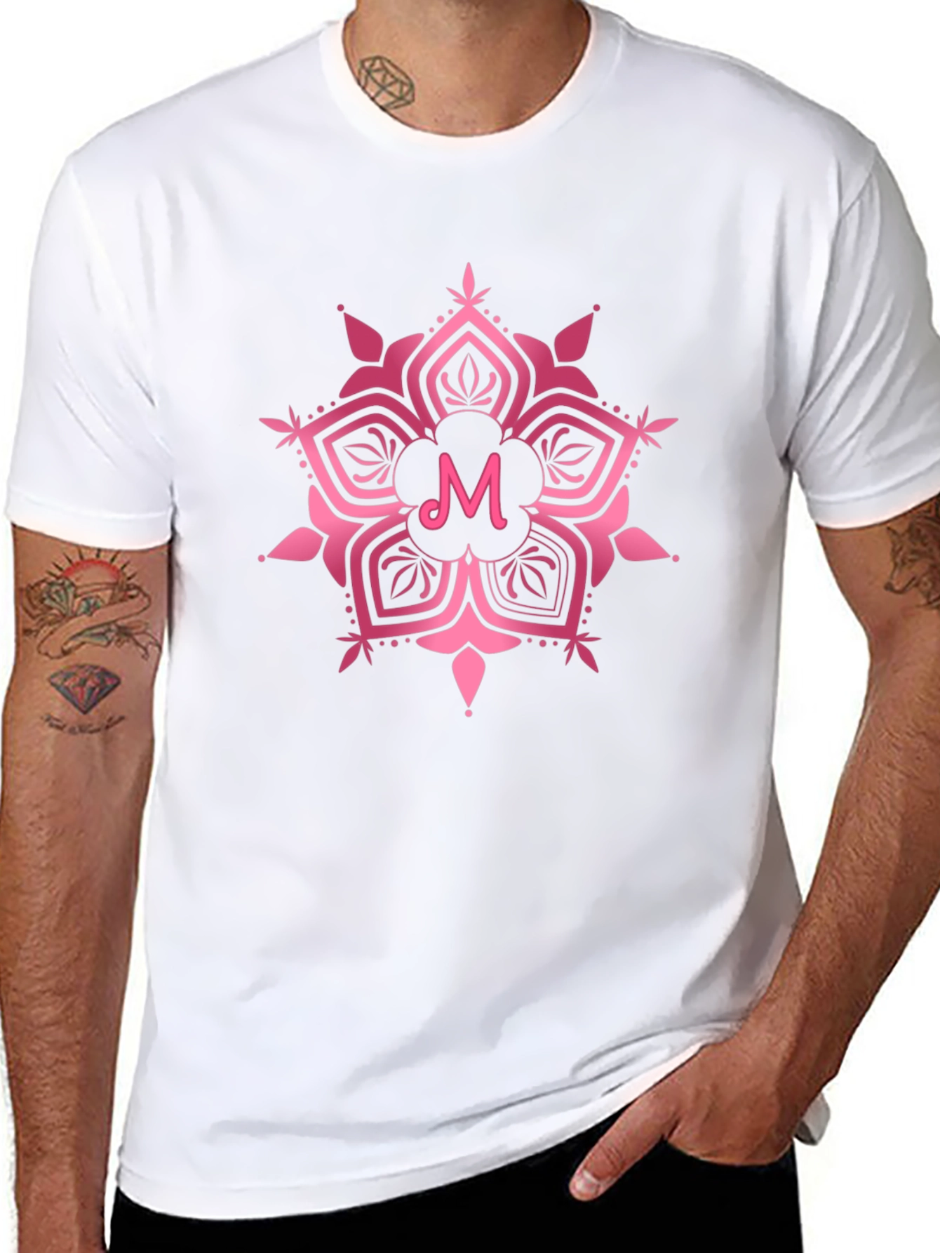 Pink Mandala M Letter T-Shirt