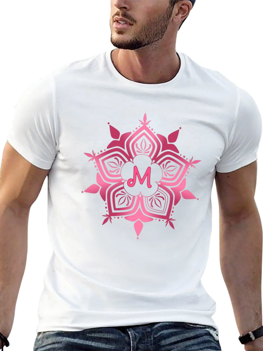 Pink Mandala M Letter T-Shirt