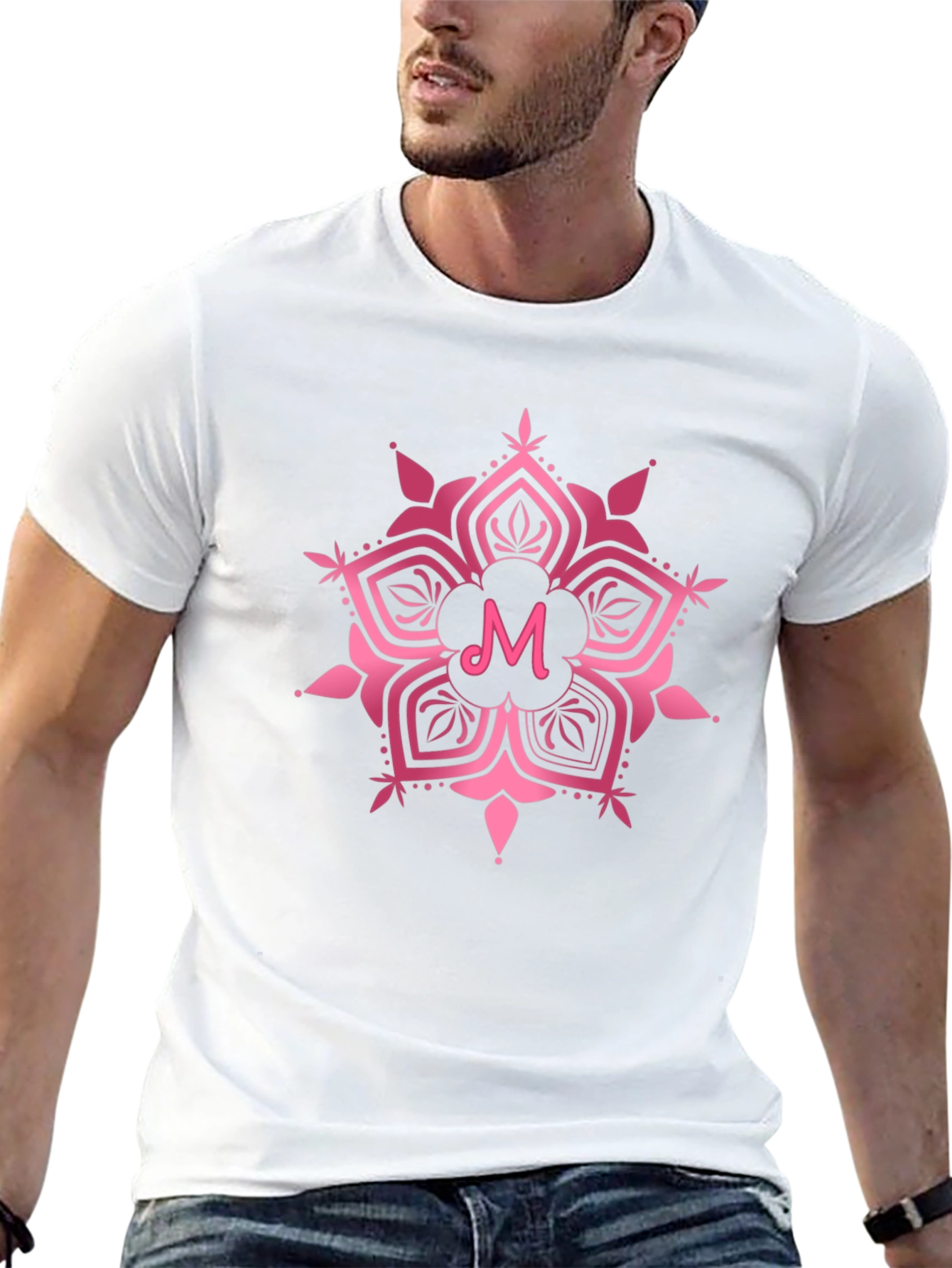 Pink Mandala M Letter T-Shirt