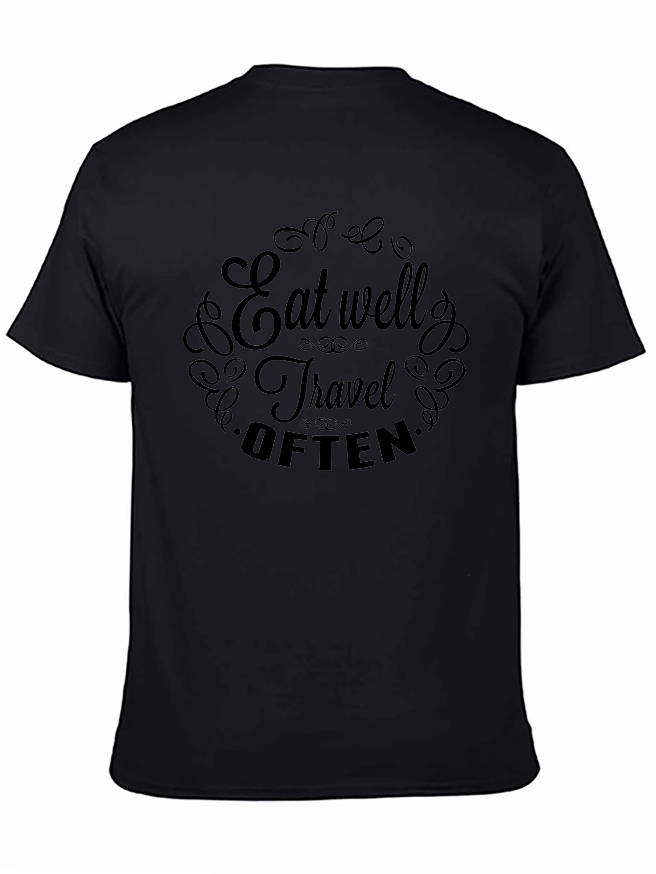 Eat Well Travel Often Black T-Shirt