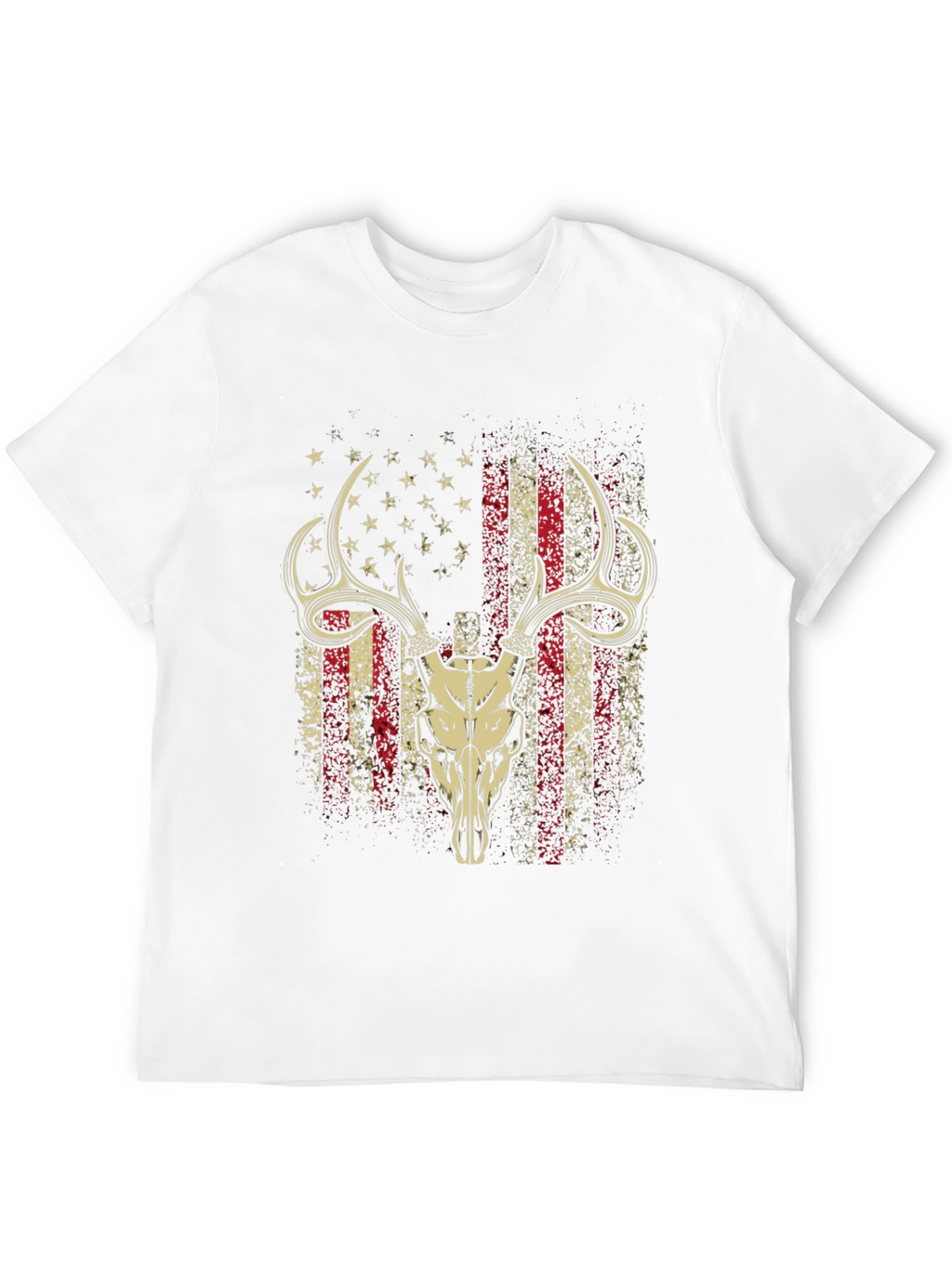 American Flag Deer Skull Graphic T-Shirt