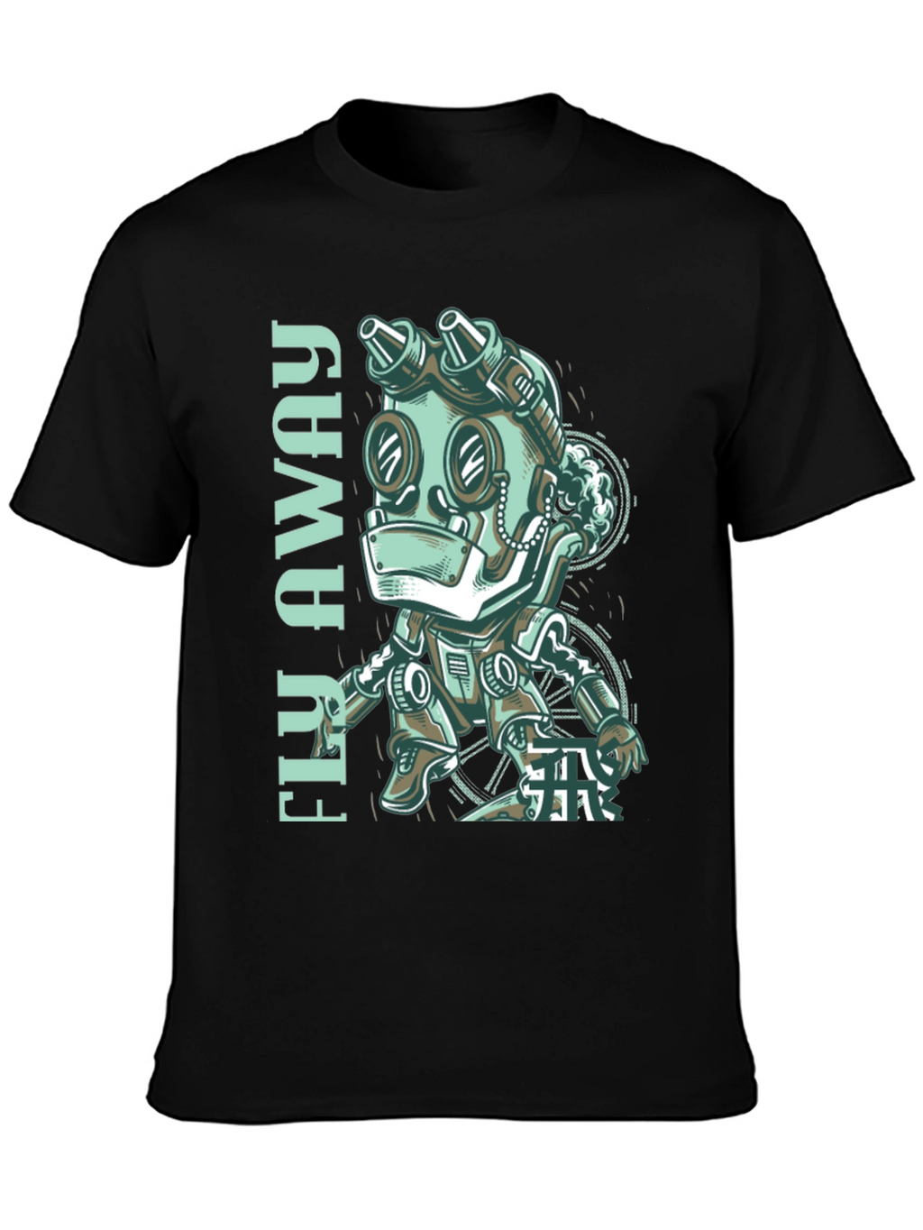 Fly Away Robot Graphic Tee - Black