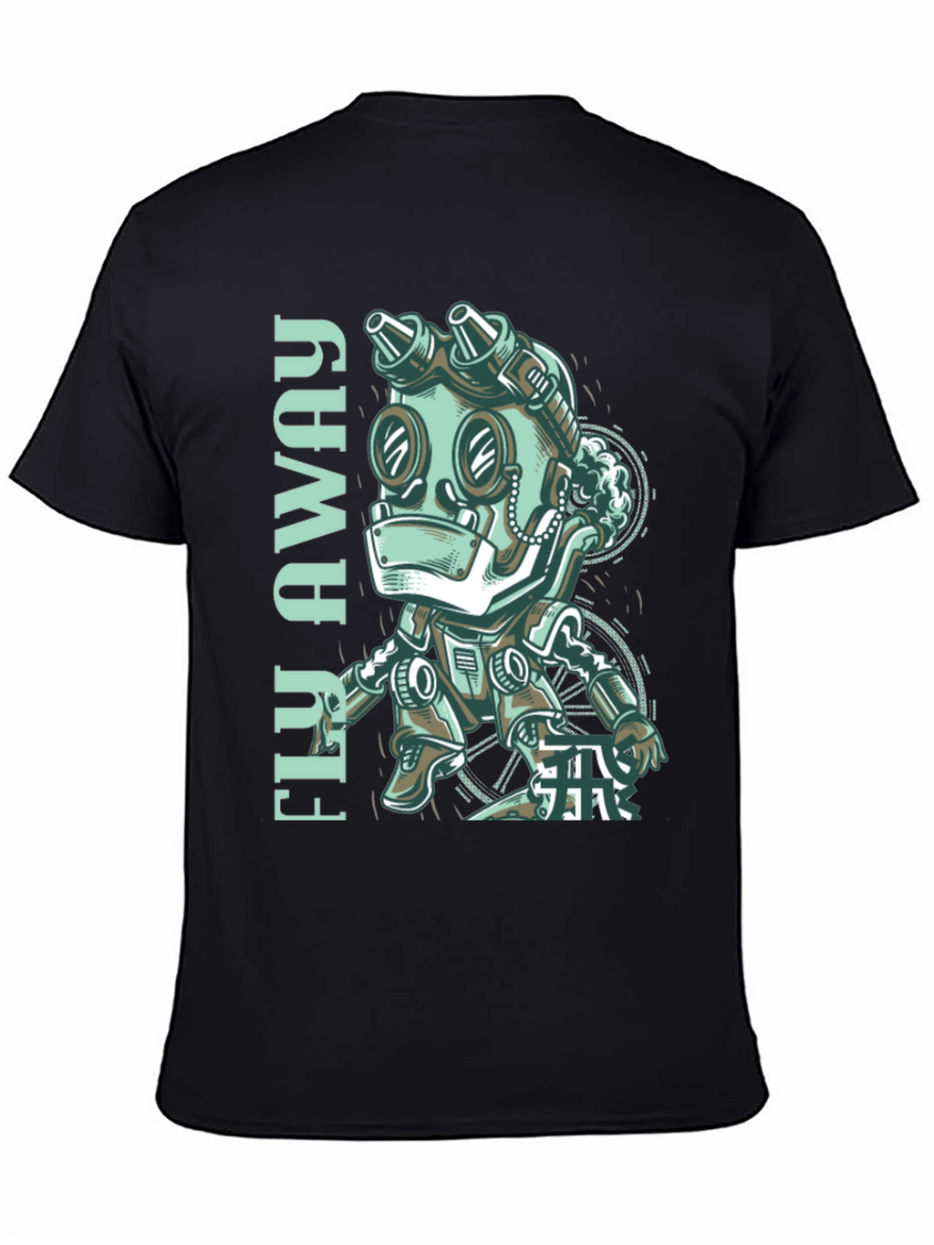 Fly Away Robot Graphic Tee - Black