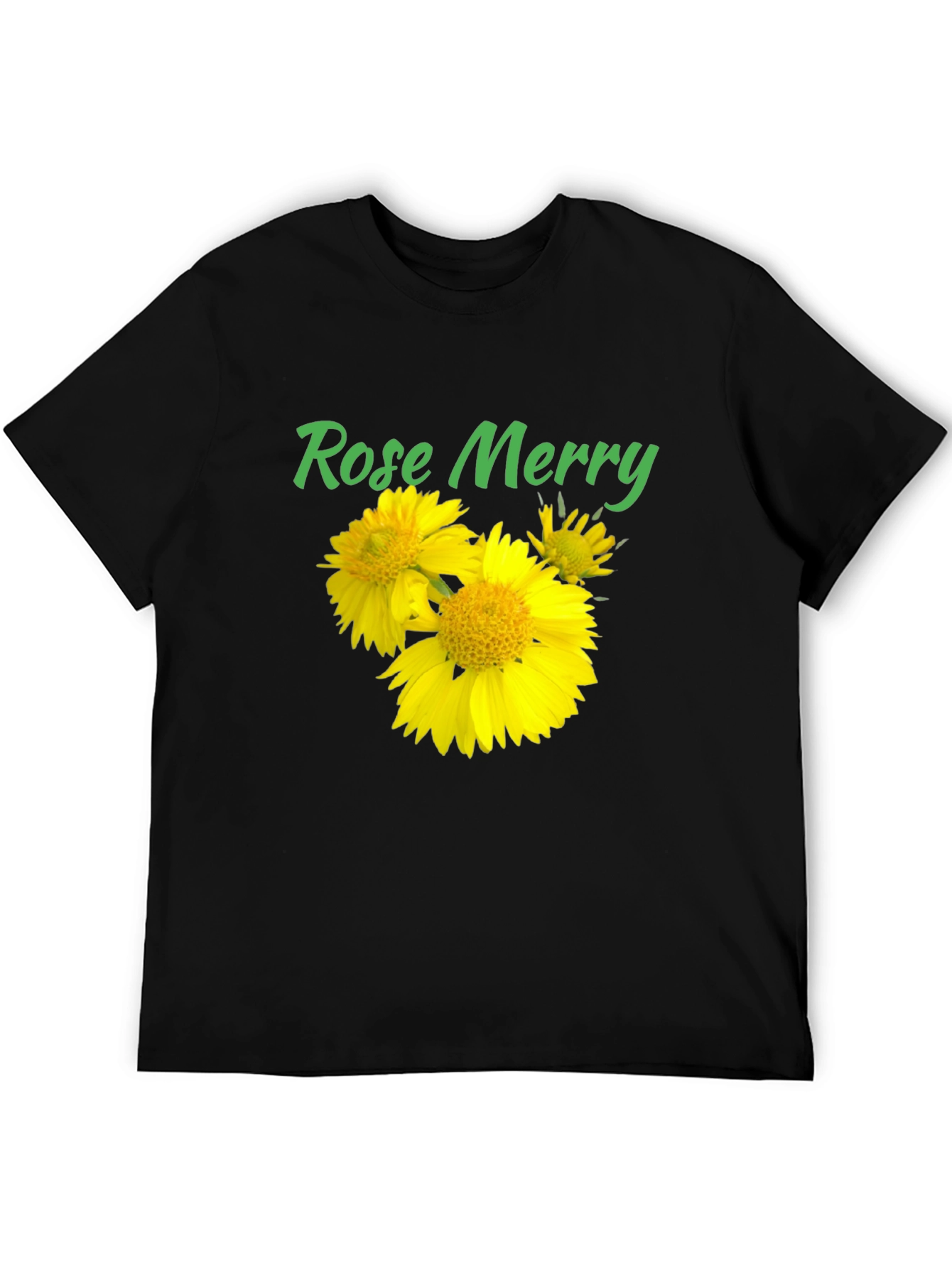 Rose Merry Sunflower Graphic Black T-Shirt