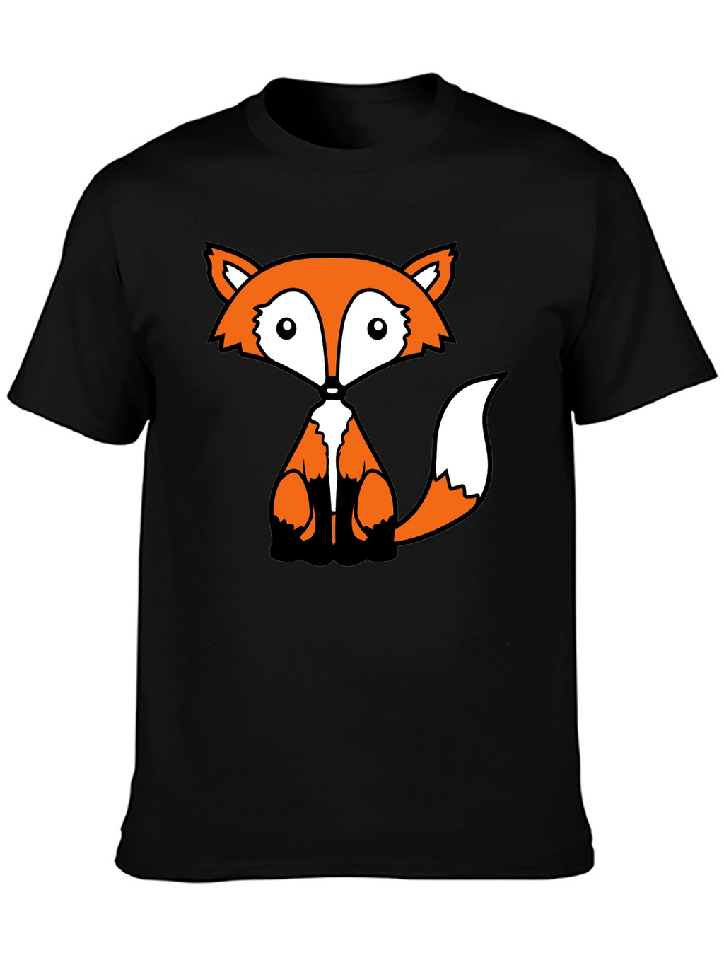 Fox Graphic Black T-Shirt - Cute Cartoon Animal Design