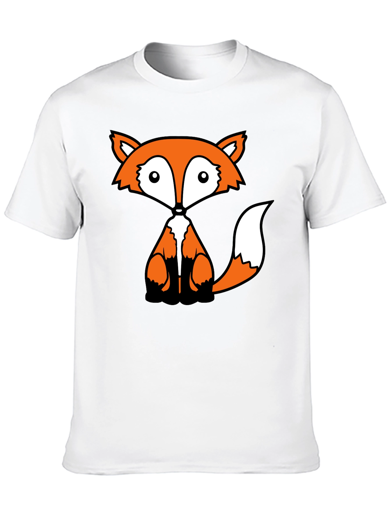 Fox Graphic Black T-Shirt - Cute Cartoon Animal Design