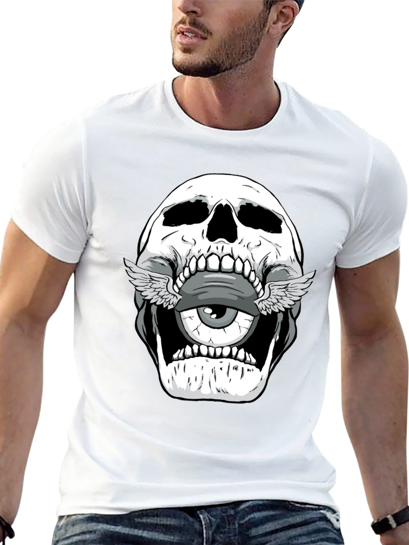 Skull with Eye Graphic T-Shirt - Mens Black Tee
