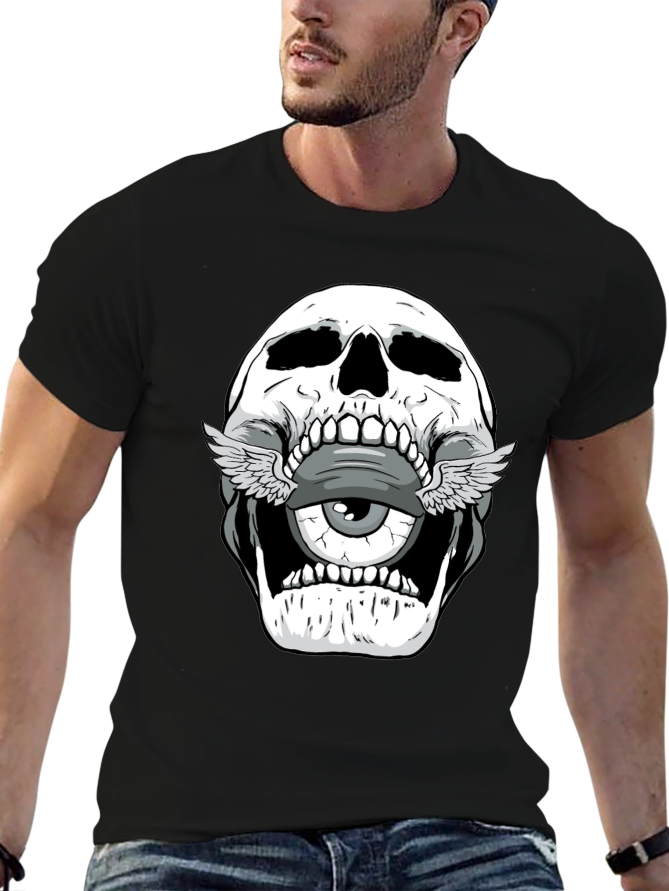 Skull with Eye Graphic T-Shirt - Mens Black Tee