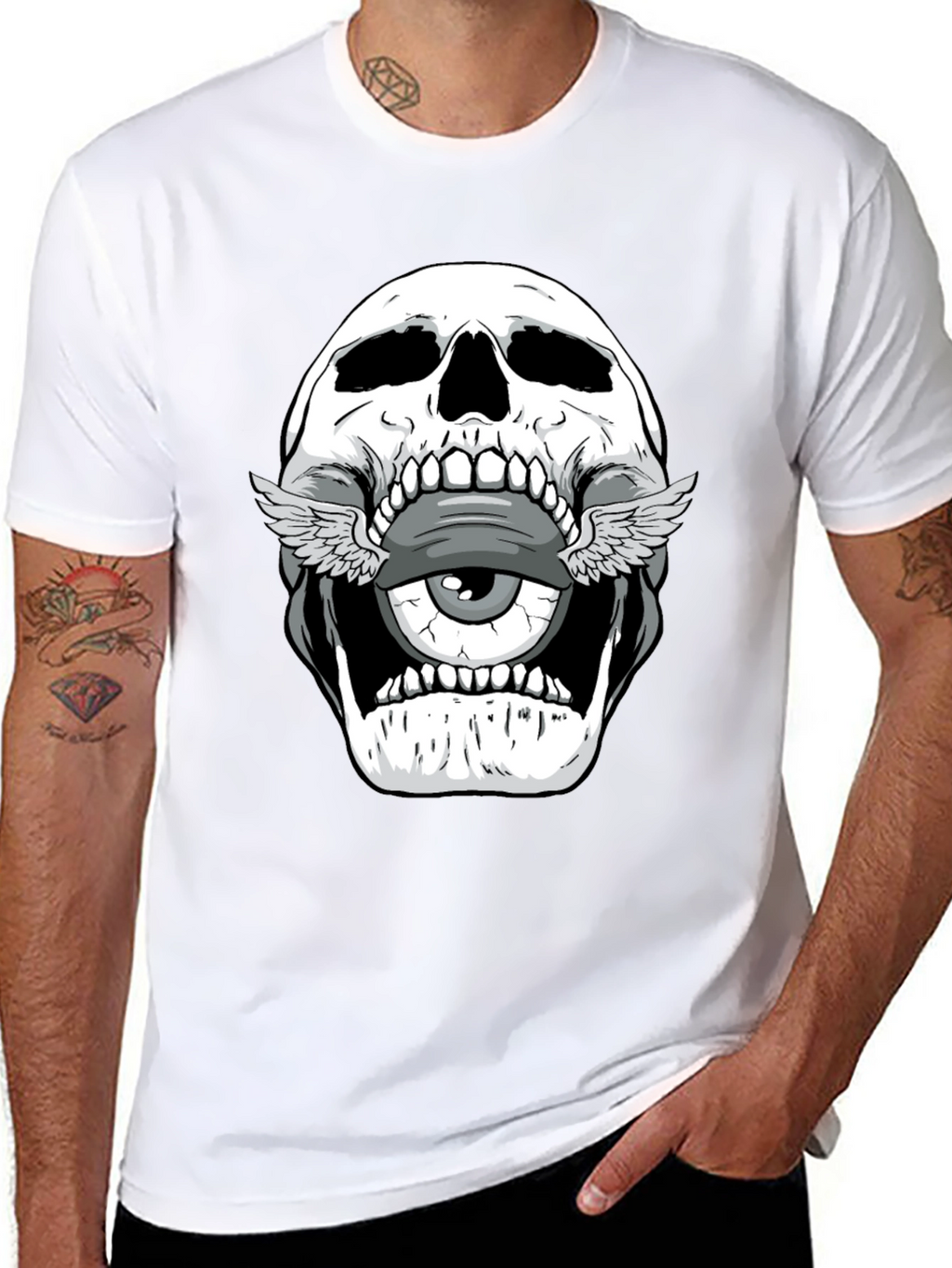 Skull with Eye Graphic T-Shirt - Mens Black Tee