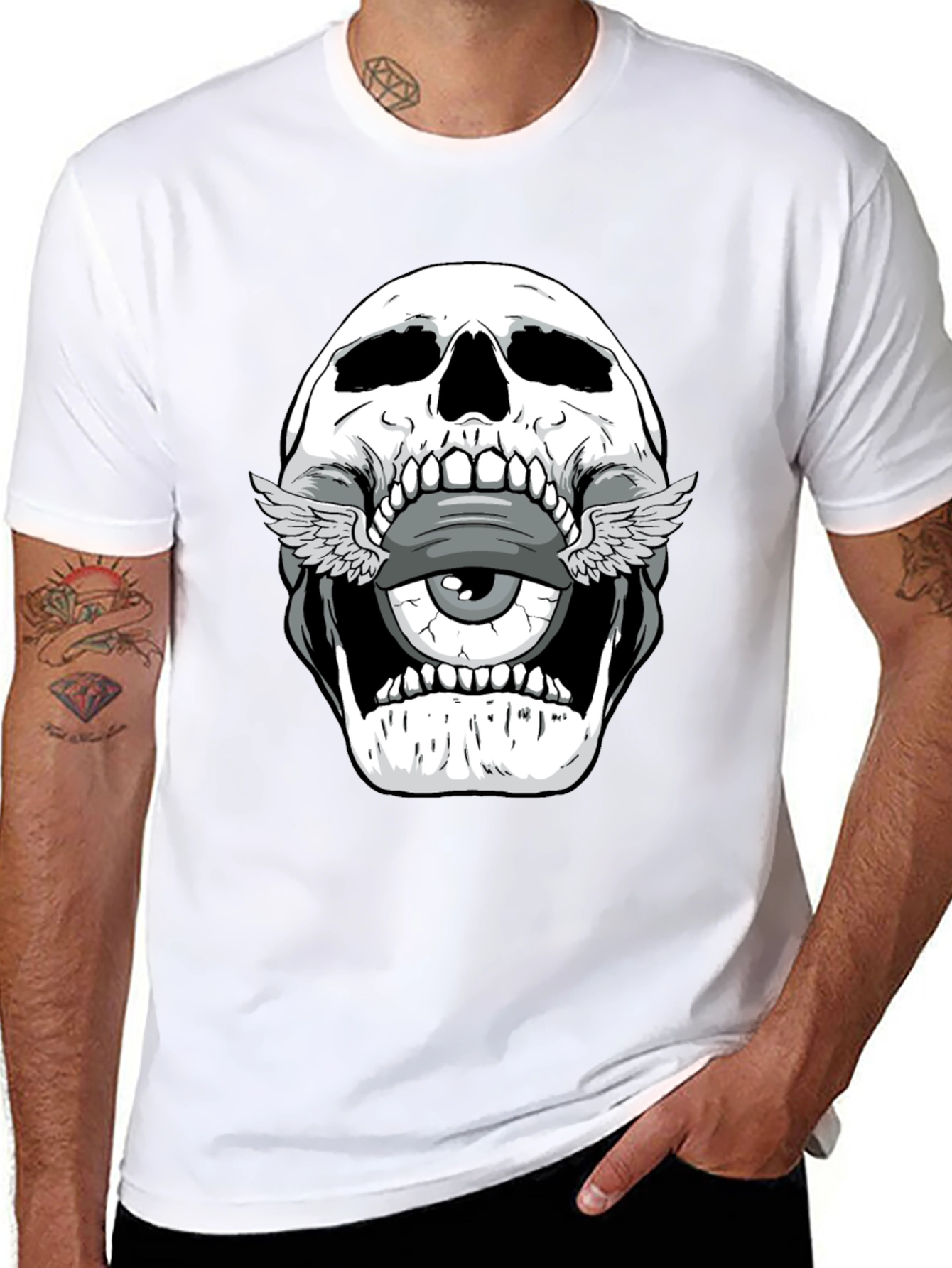 Skull with Eye Graphic T-Shirt - Mens Black Tee
