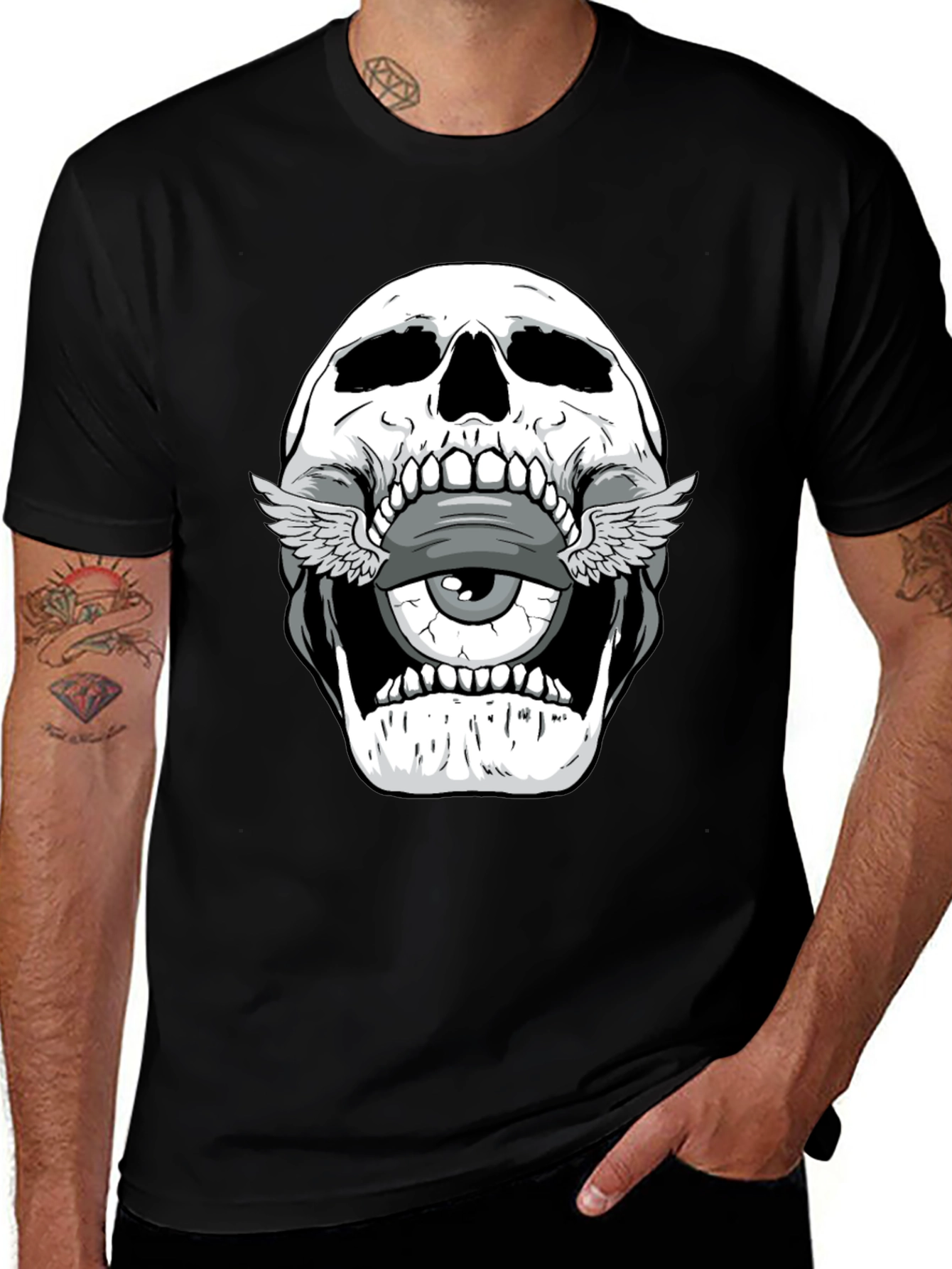 Skull with Eye Graphic T-Shirt - Mens Black Tee