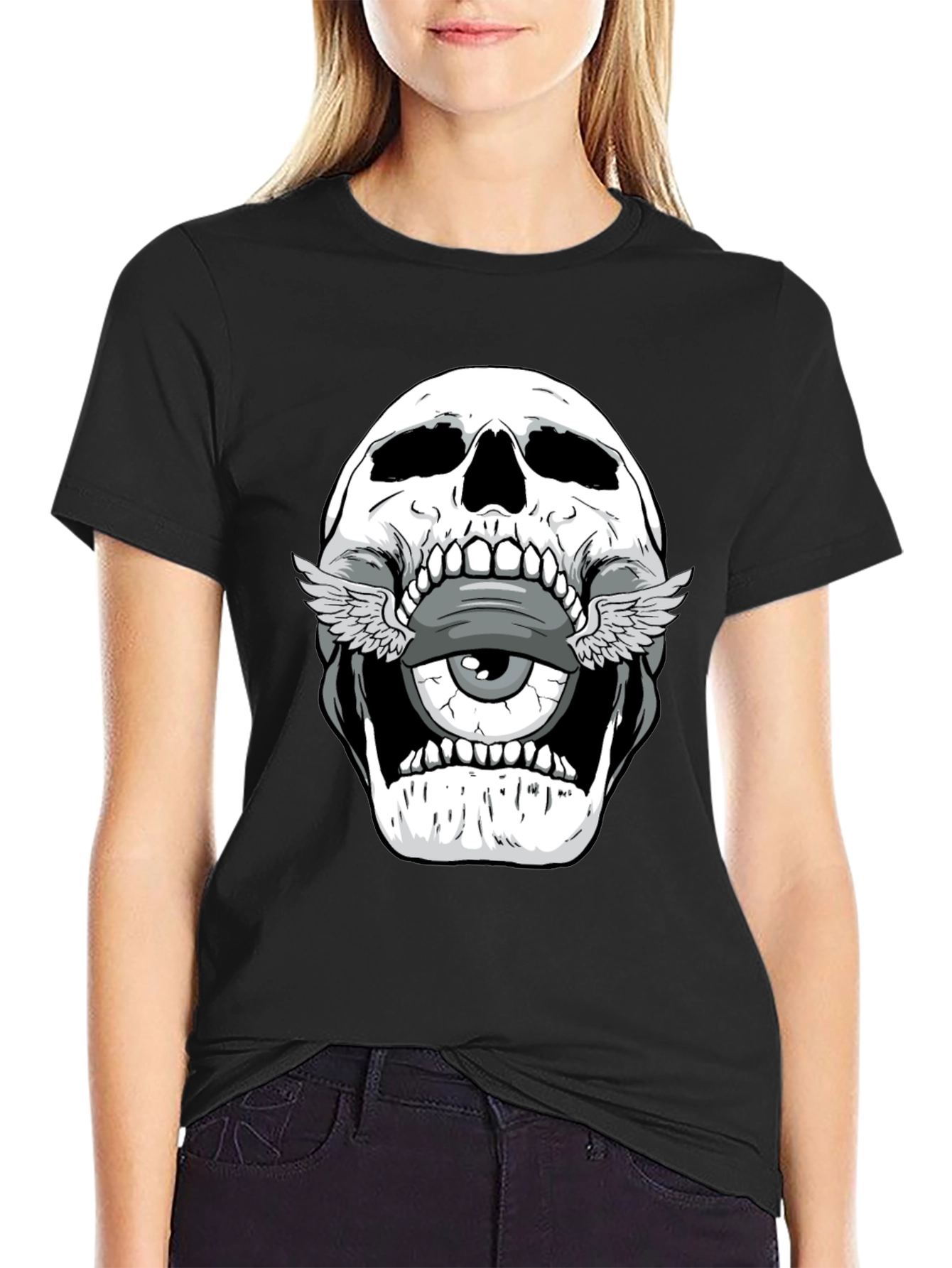 Skull with Eye Graphic T-Shirt - Mens Black Tee