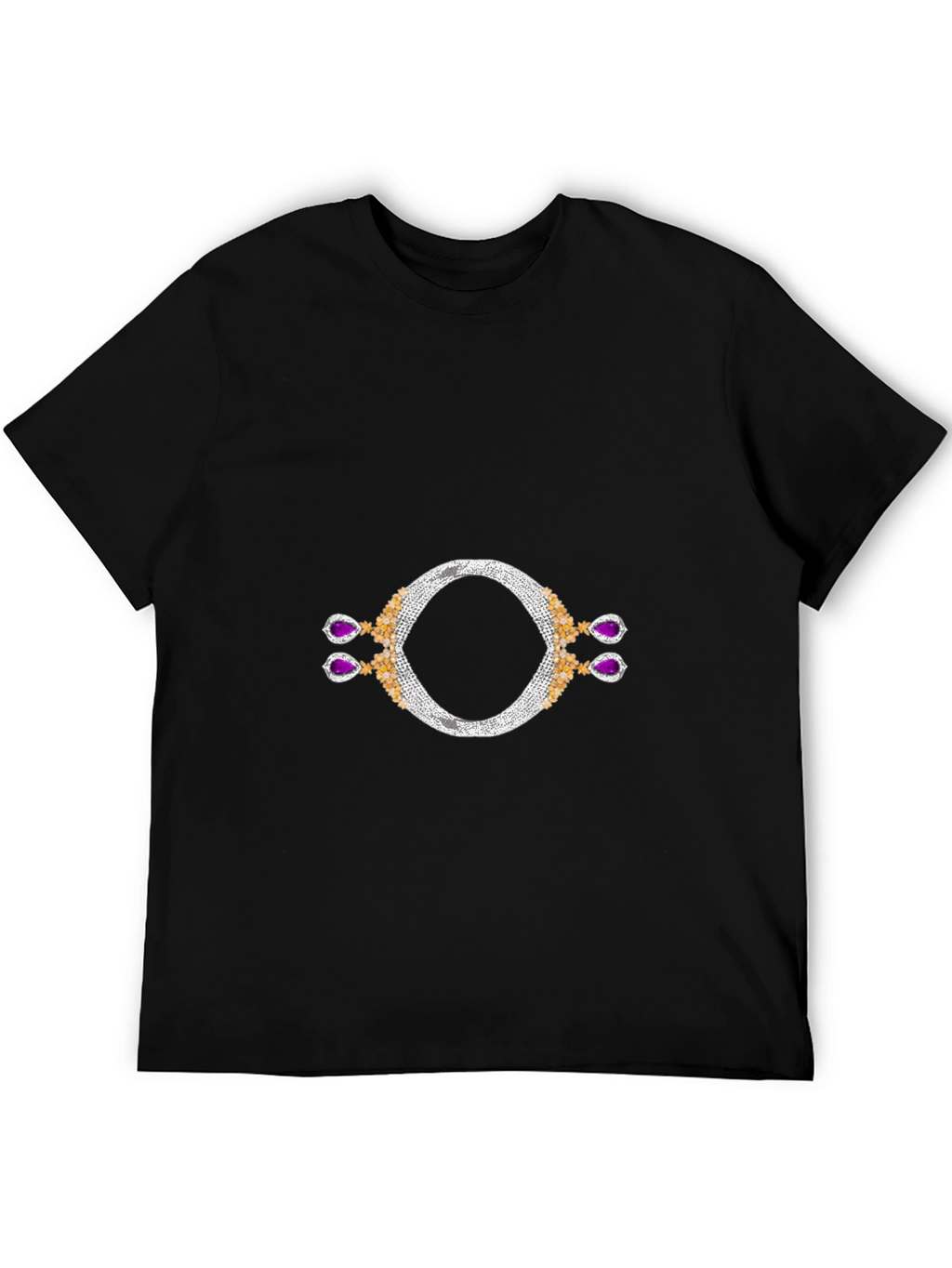 Black T-Shirt with Jewel Design