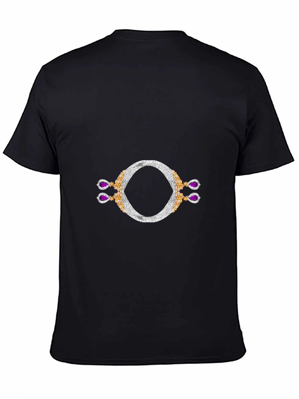 Black T-Shirt with Jewel Design