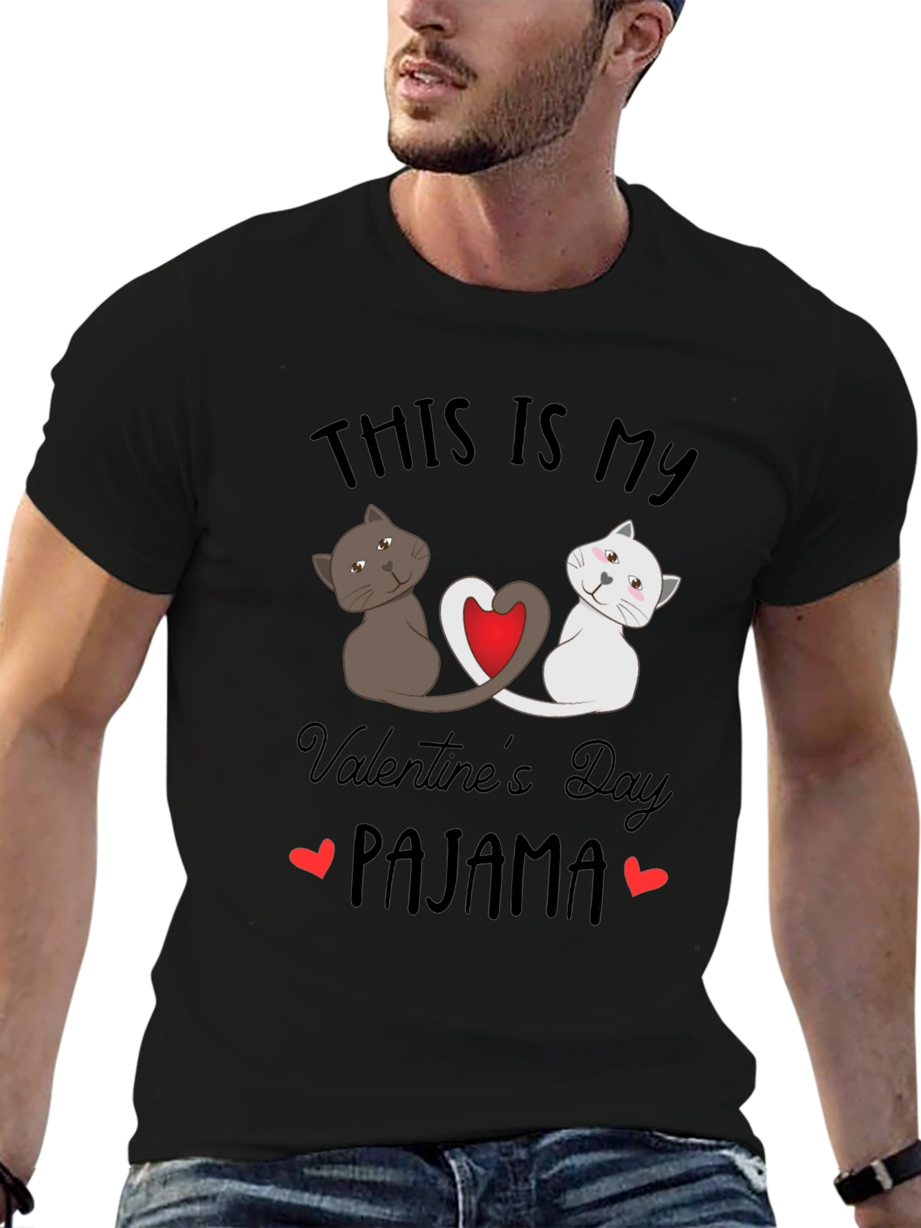 Valentines Day Cat Pajama T-Shirt