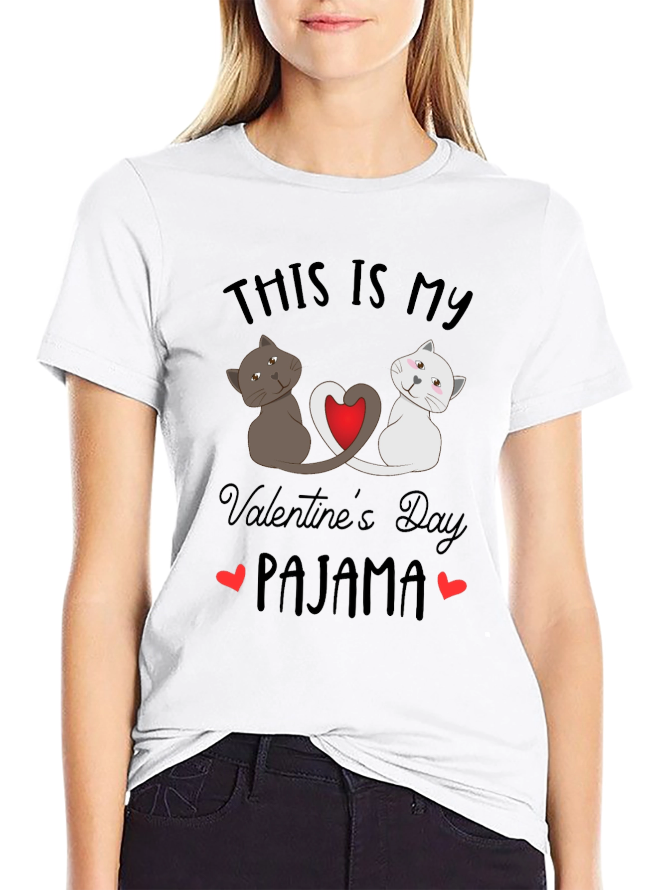 Valentines Day Cat Pajama T-Shirt