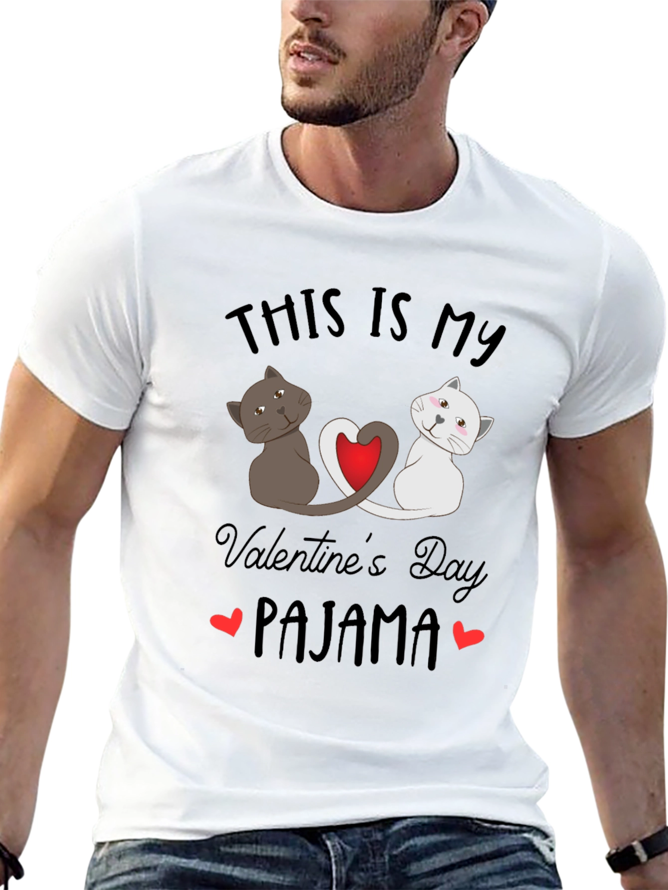 Valentines Day Cat Pajama T-Shirt