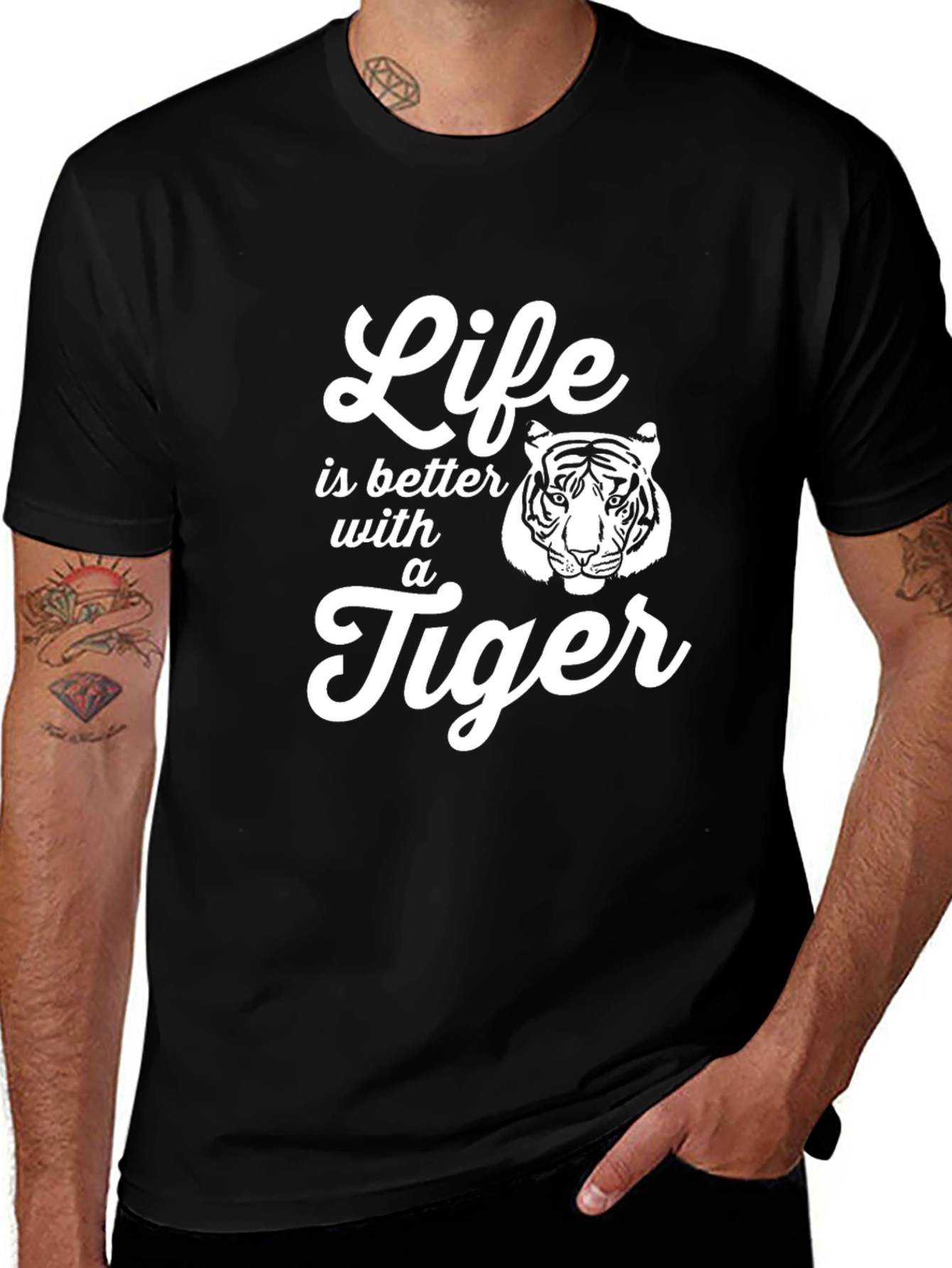 Life is Better with a Tiger T-Shirt - Black