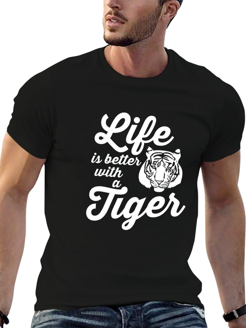 Life is Better with a Tiger T-Shirt - Black