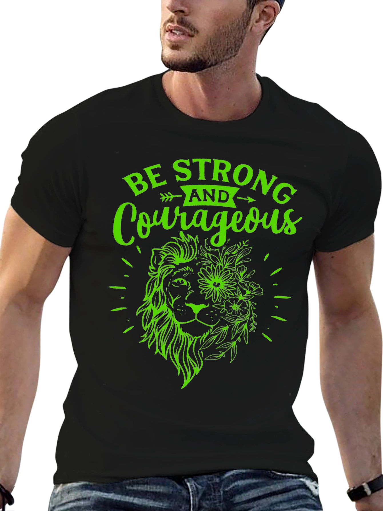 Strong & Courageous Lion Graphic Tee