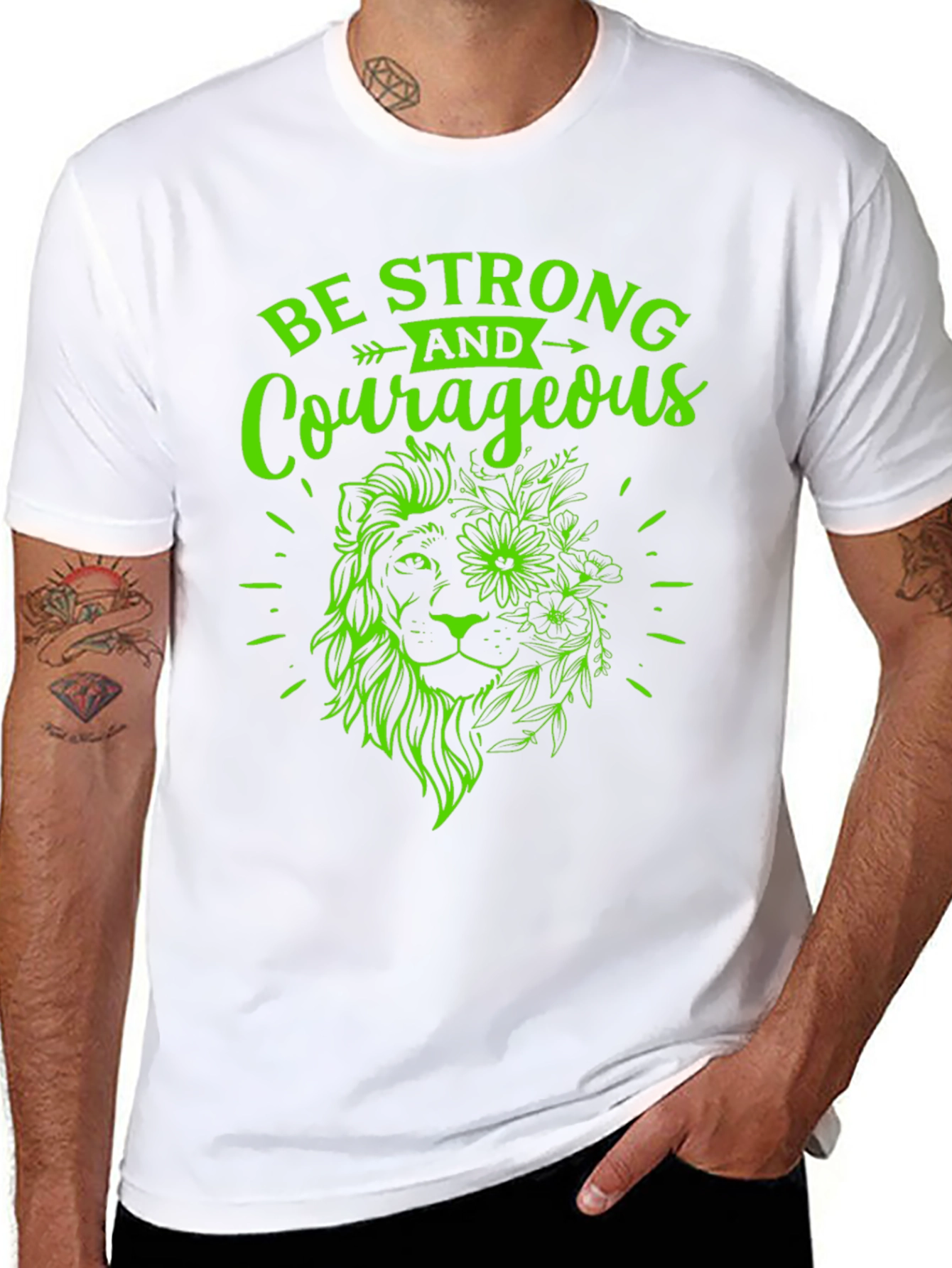 Strong & Courageous Lion Graphic Tee