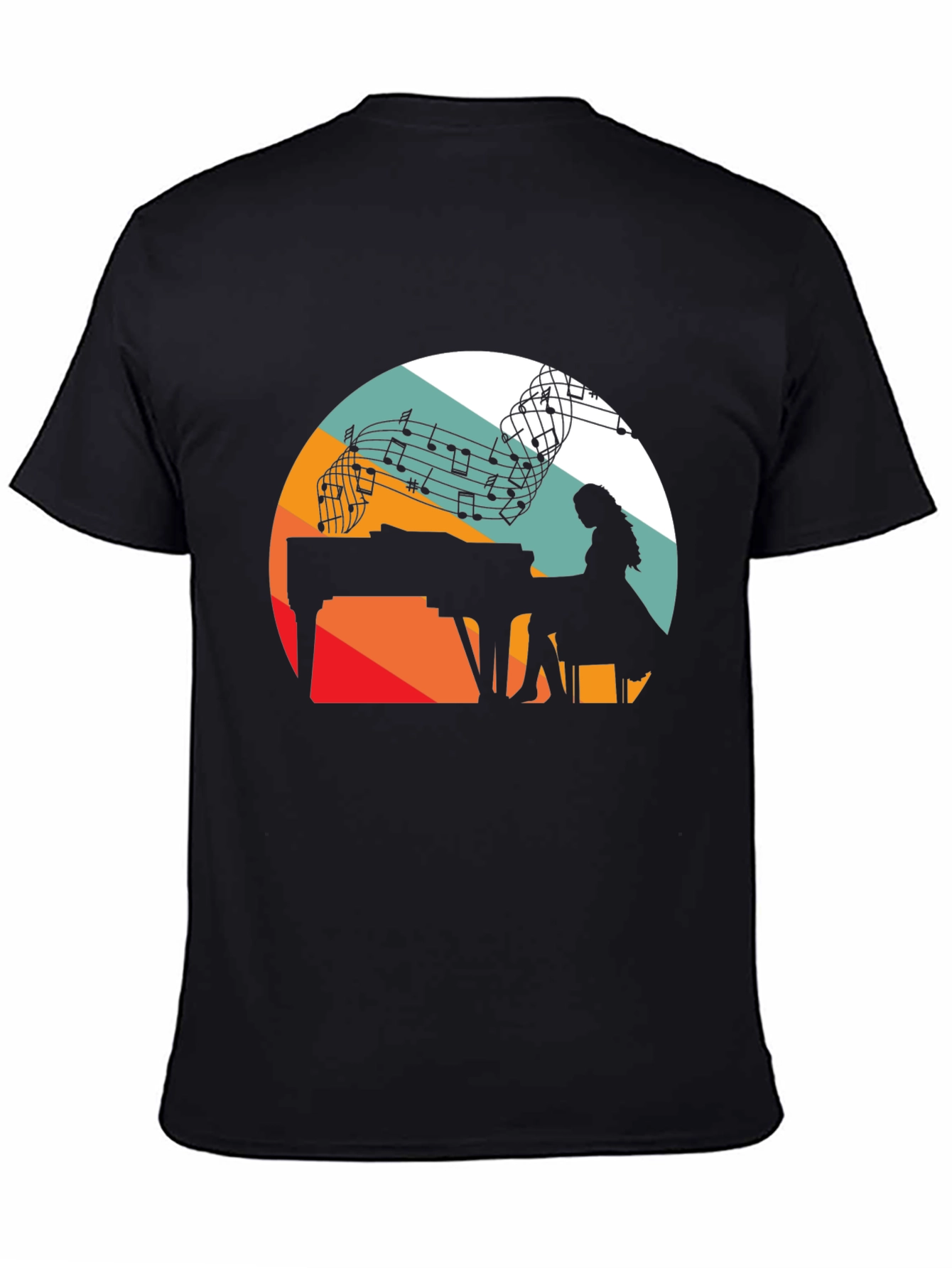 Piano Player Silhouette Graphic Tee