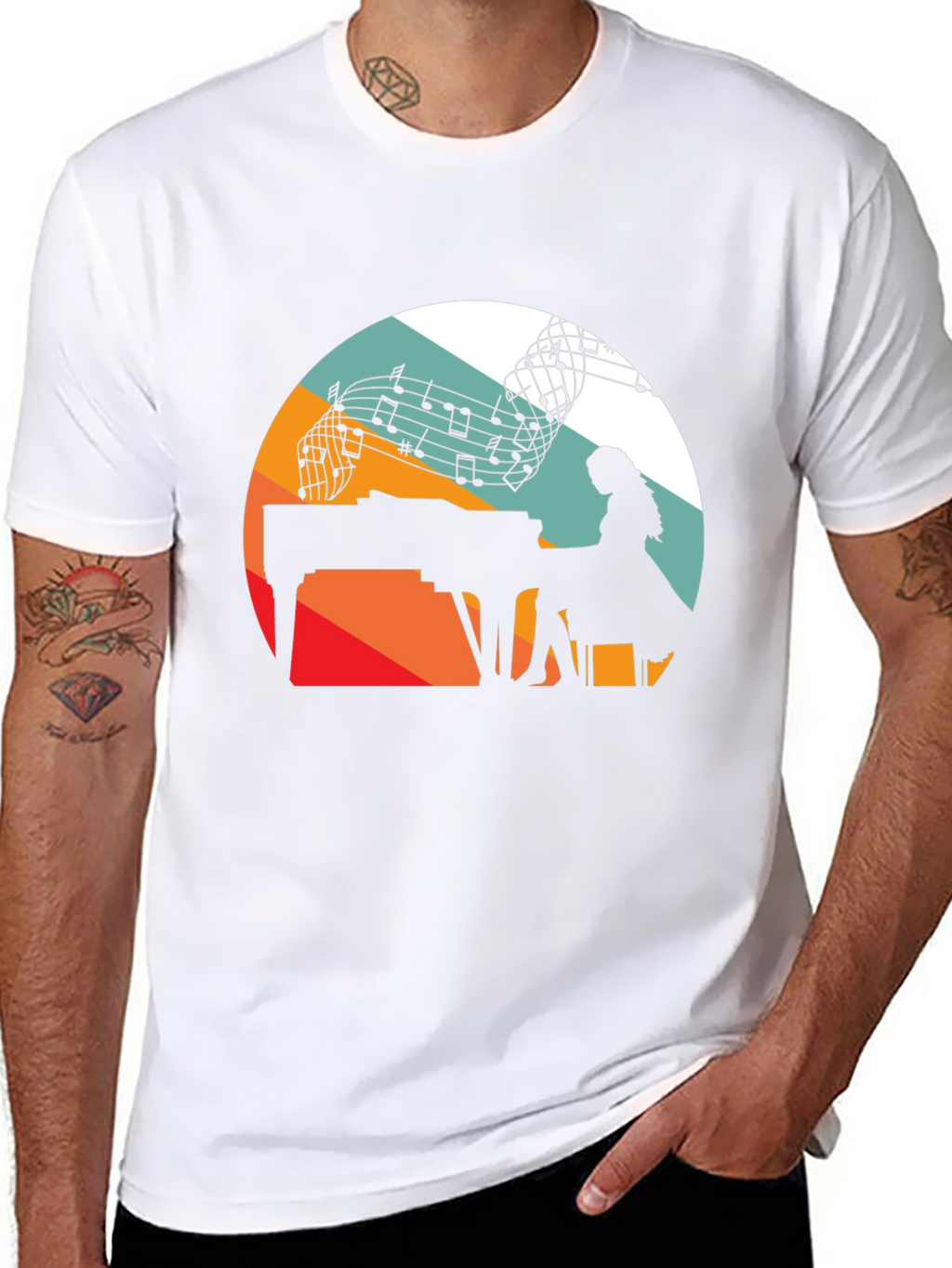 Piano Player Silhouette Graphic Tee