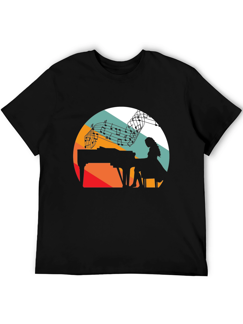 Piano Player Silhouette Graphic Tee