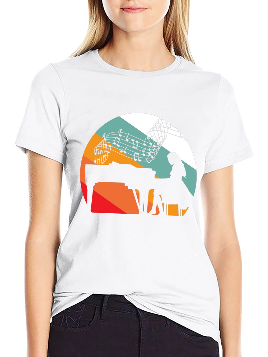 Piano Player Silhouette Graphic Tee