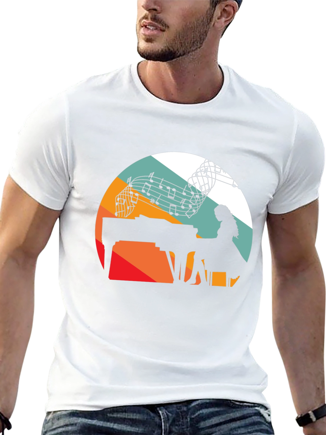 Piano Player Silhouette Graphic Tee