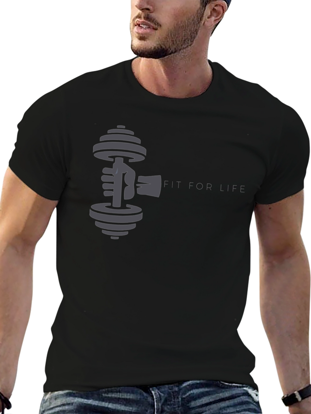 Fit For Life Black Graphic Tee