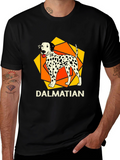 Dalmatian Dog Graphic Print Black T-Shirt