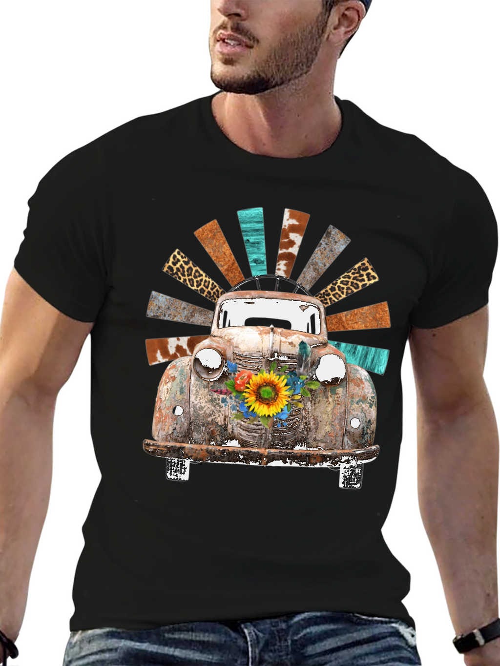 Rustic Truck & Sunflower Graphic Tee