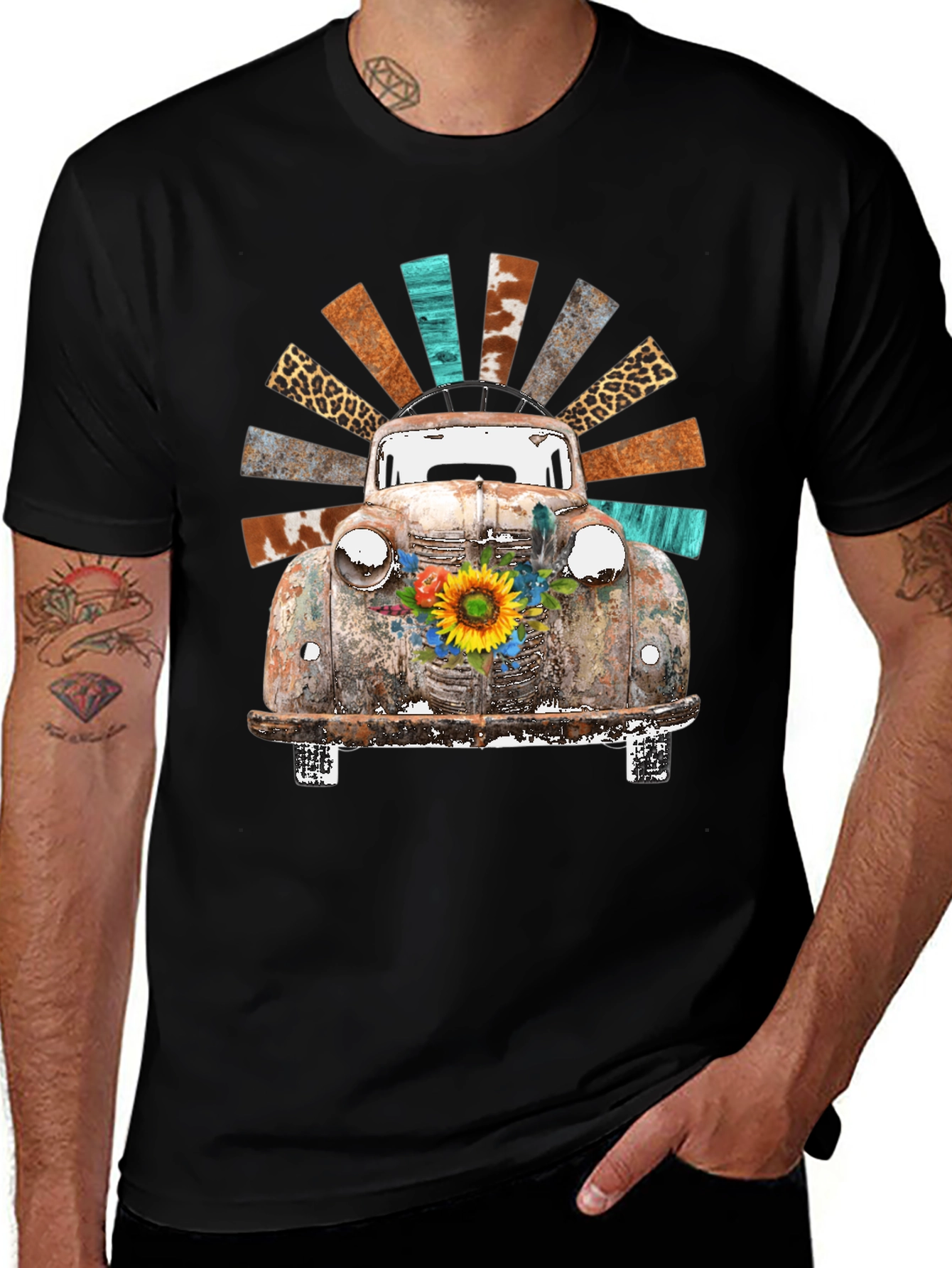 Rustic Truck & Sunflower Graphic Tee