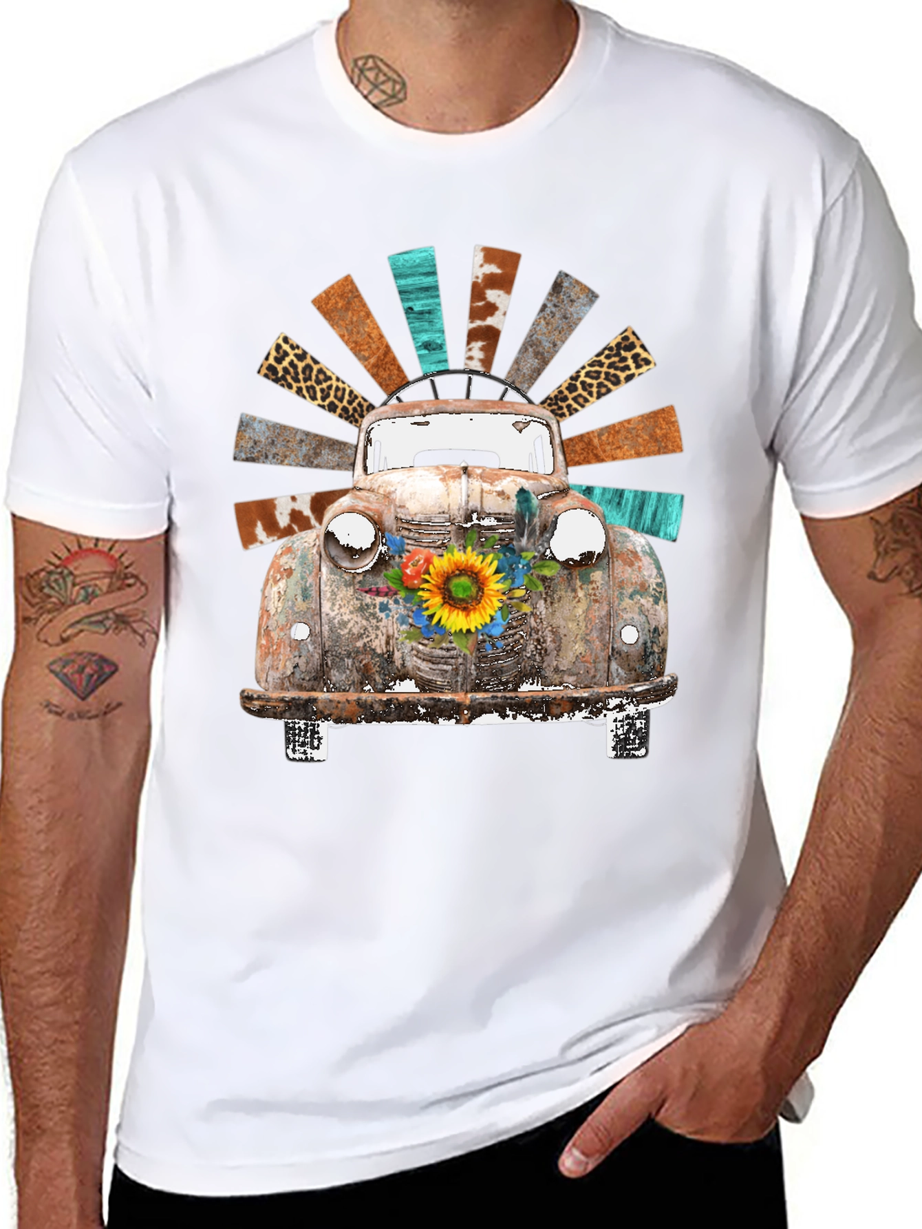 Rustic Truck & Sunflower Graphic Tee