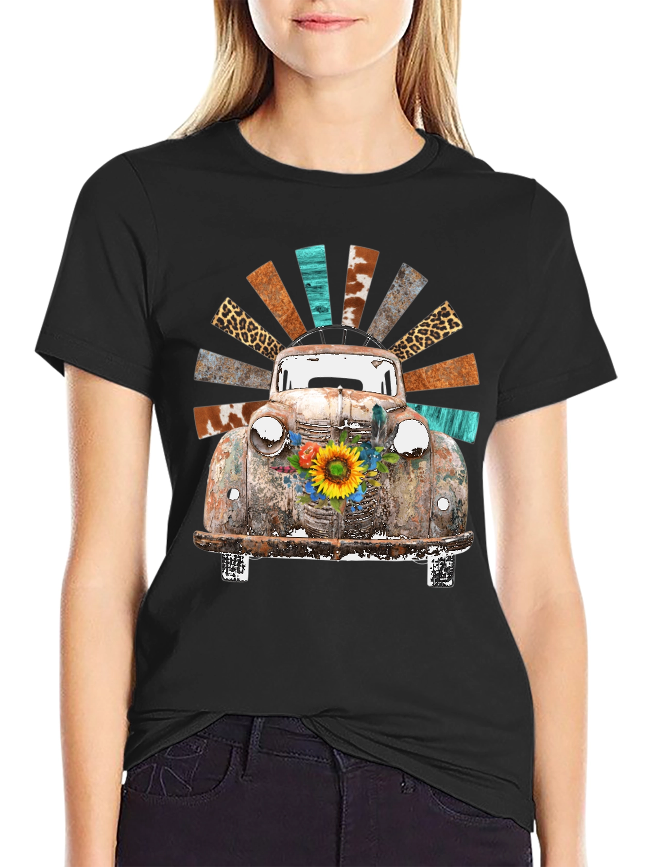 Rustic Truck & Sunflower Graphic Tee