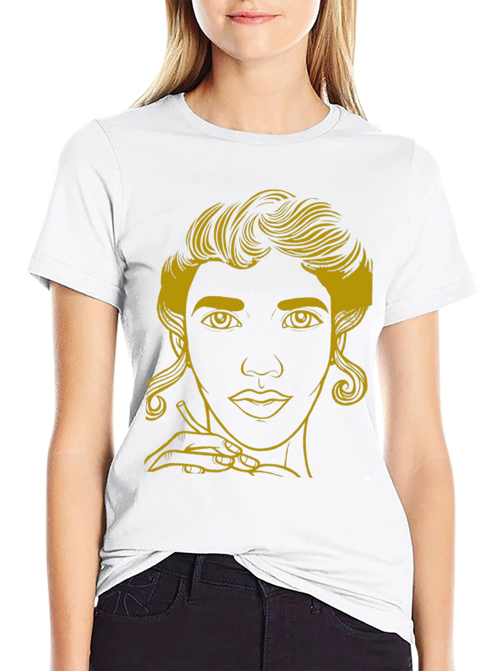 Elegant Woman Graphic Tee - Stylish Black T-Shirt