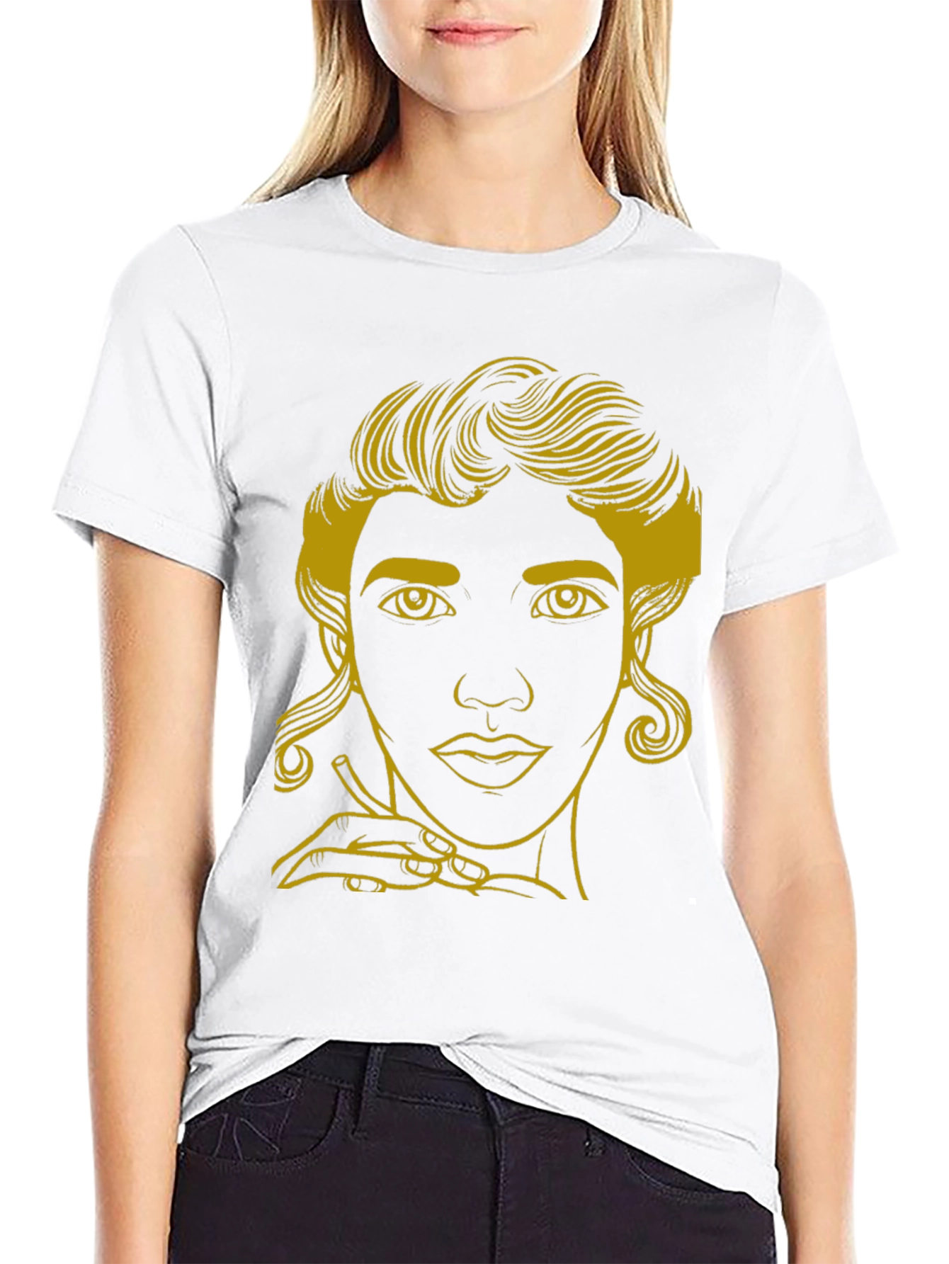Elegant Woman Graphic Tee - Stylish Black T-Shirt