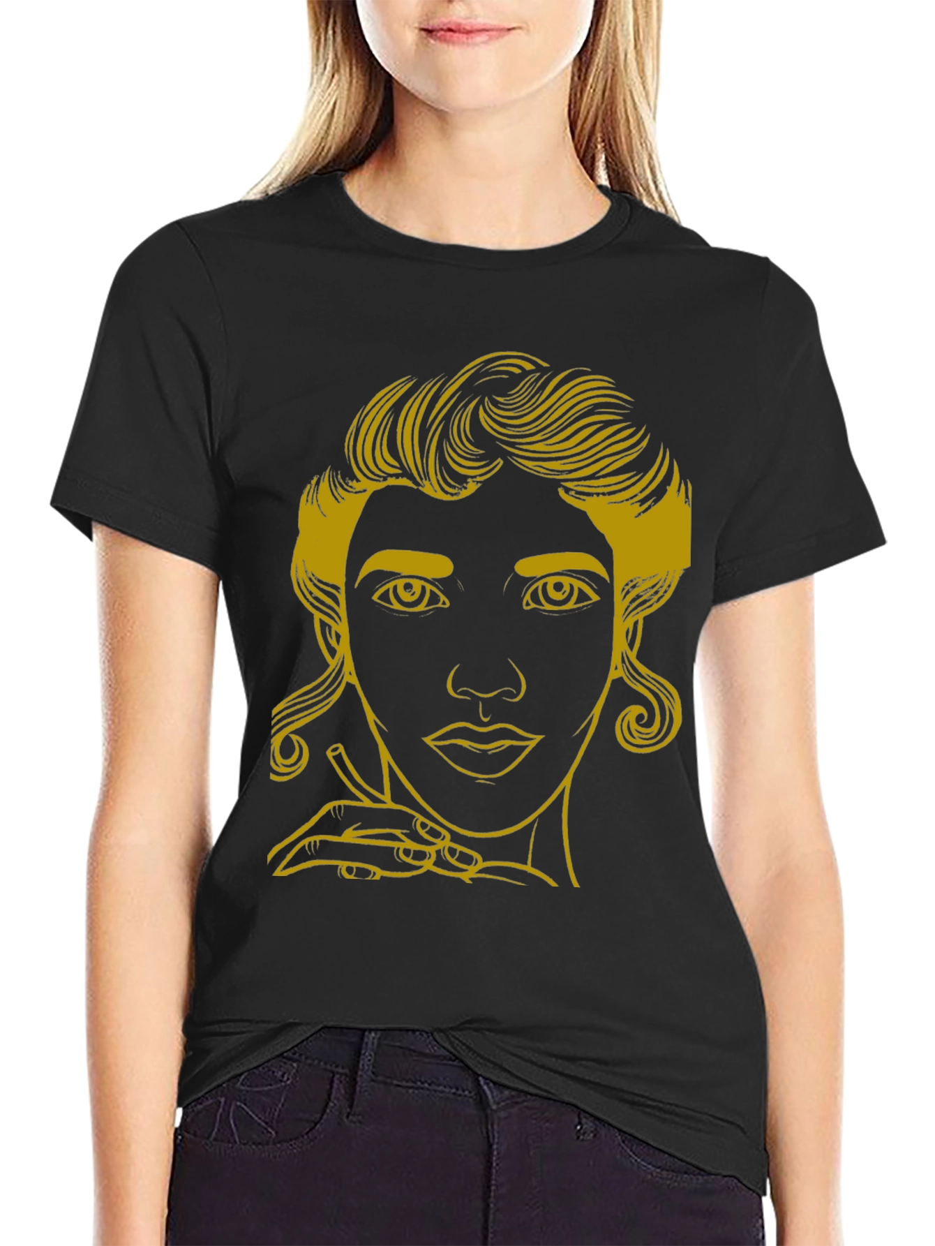 Elegant Woman Graphic Tee - Stylish Black T-Shirt