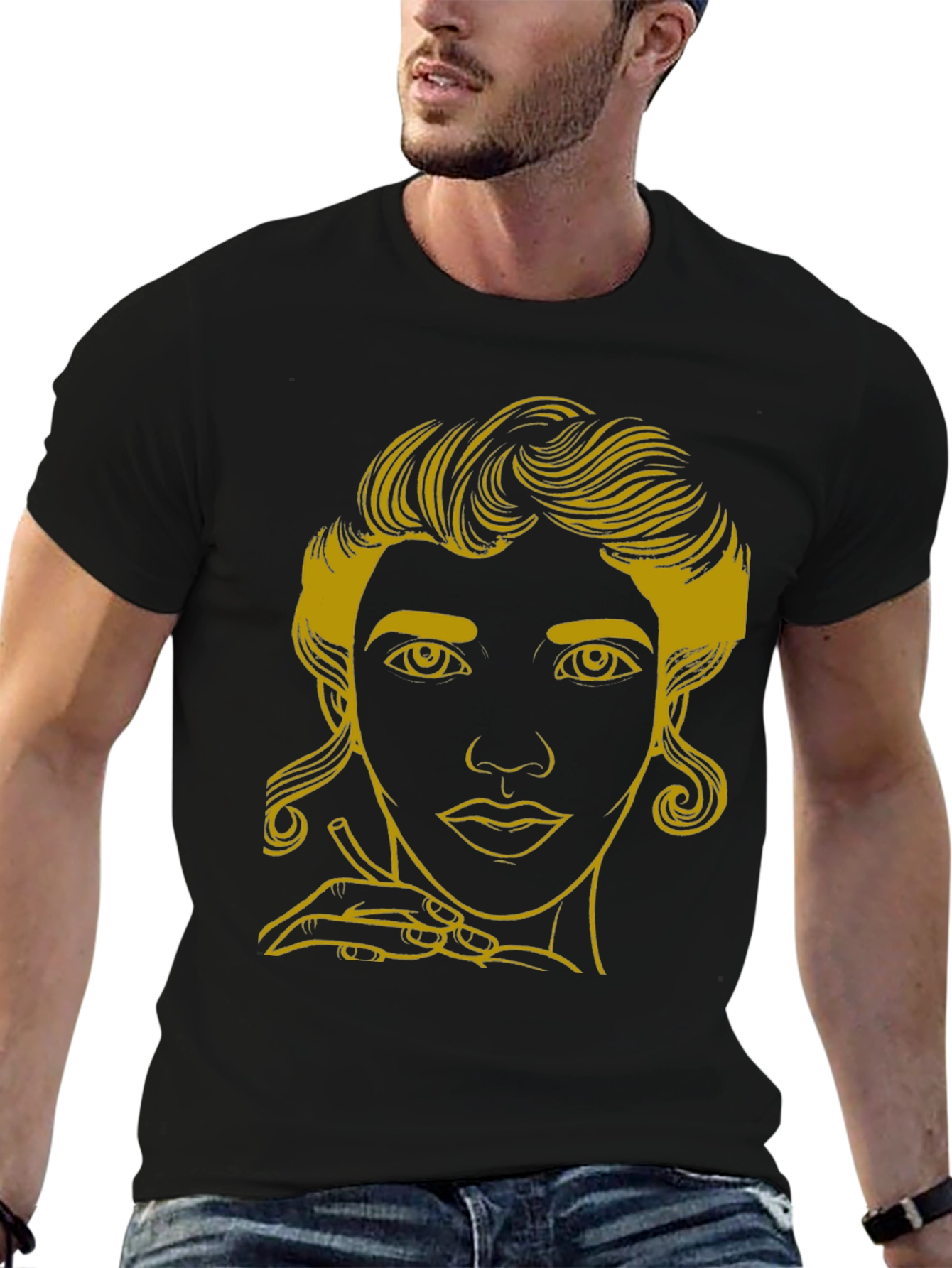 Elegant Woman Graphic Tee - Stylish Black T-Shirt