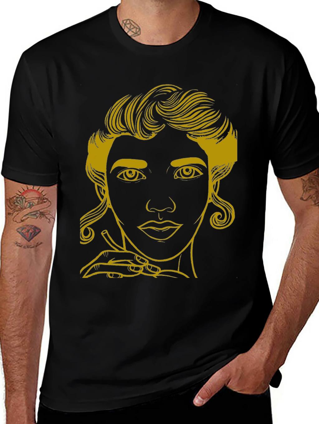 Elegant Woman Graphic Tee - Stylish Black T-Shirt