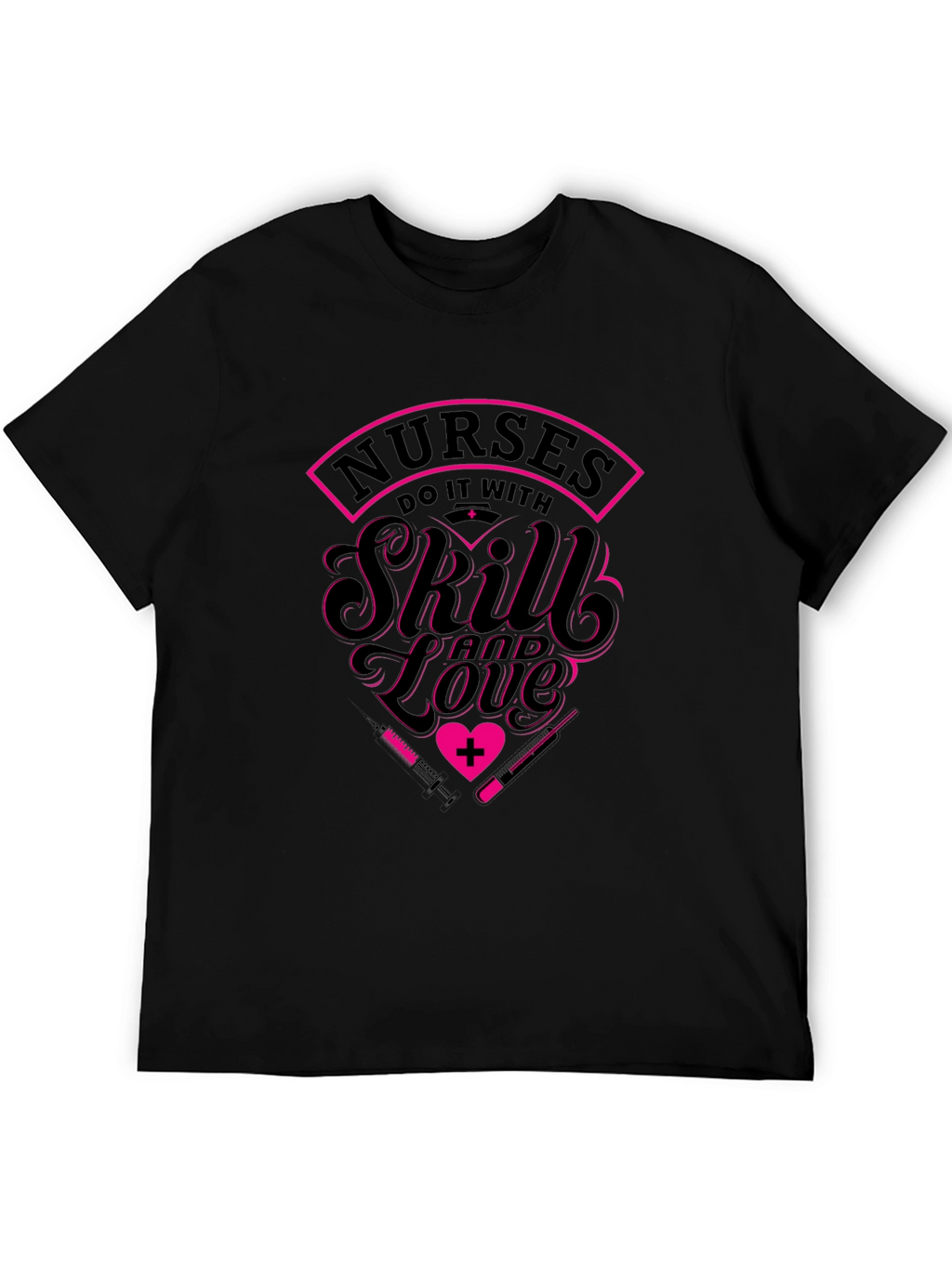 Nurses Skill & Love Black Graphic Tee