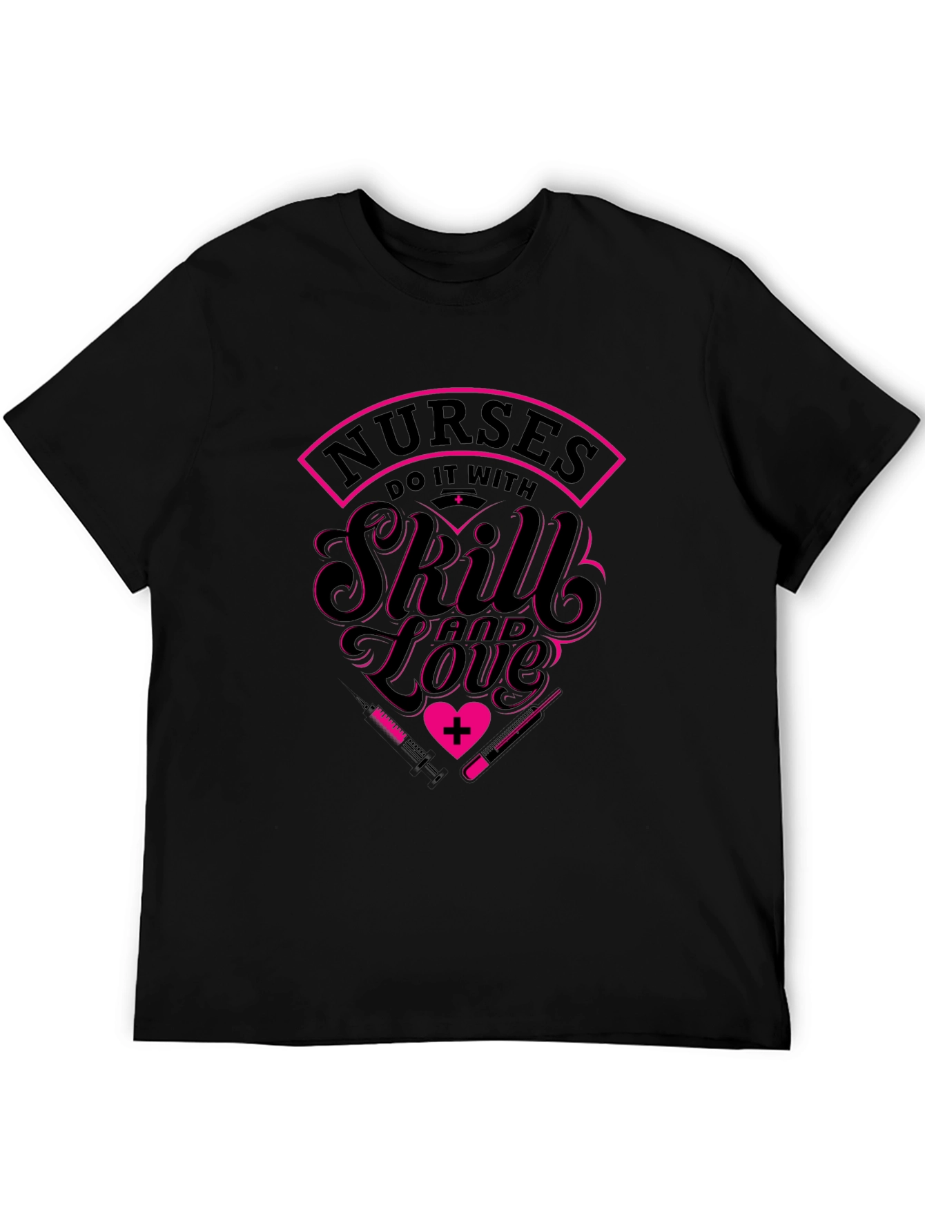 Nurses Skill & Love Black Graphic Tee