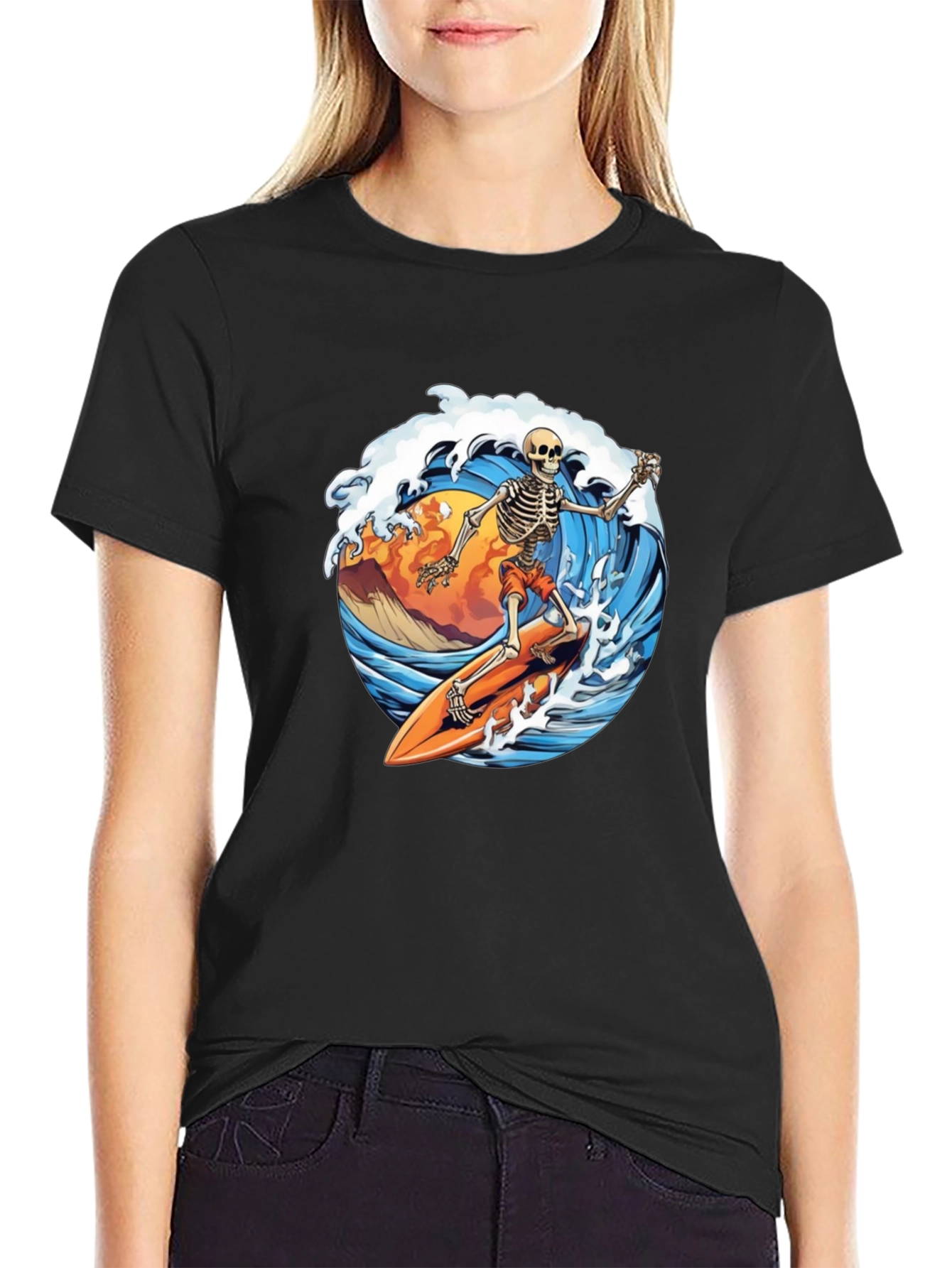 Skeleton Surfer Graphic Tee - Rad Waves!