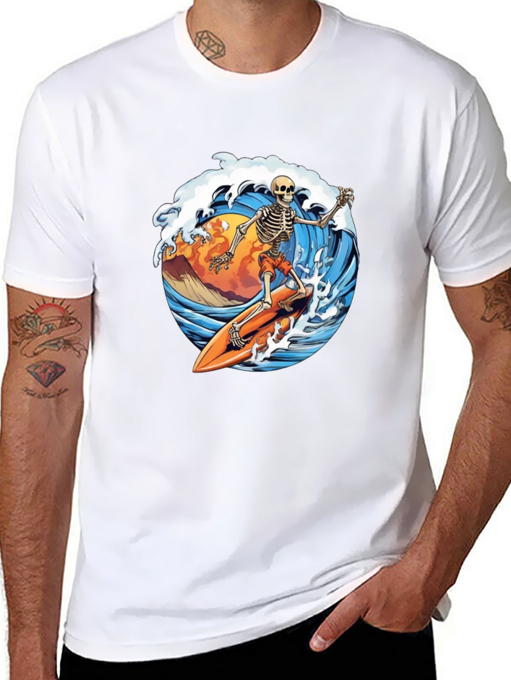 Skeleton Surfer Graphic Tee - Rad Waves!